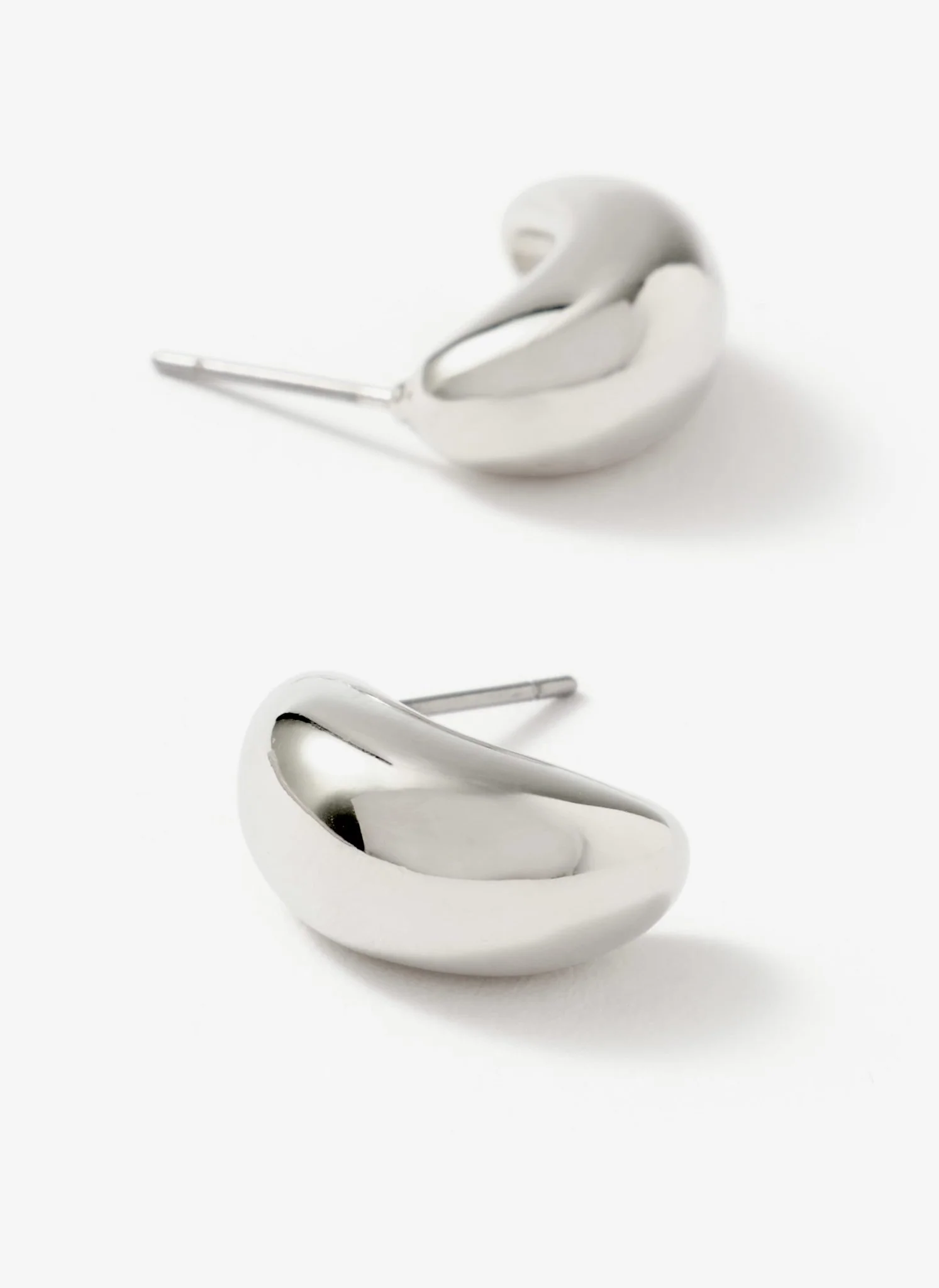 Silver Tone Mini Curve Earrings - Image 4