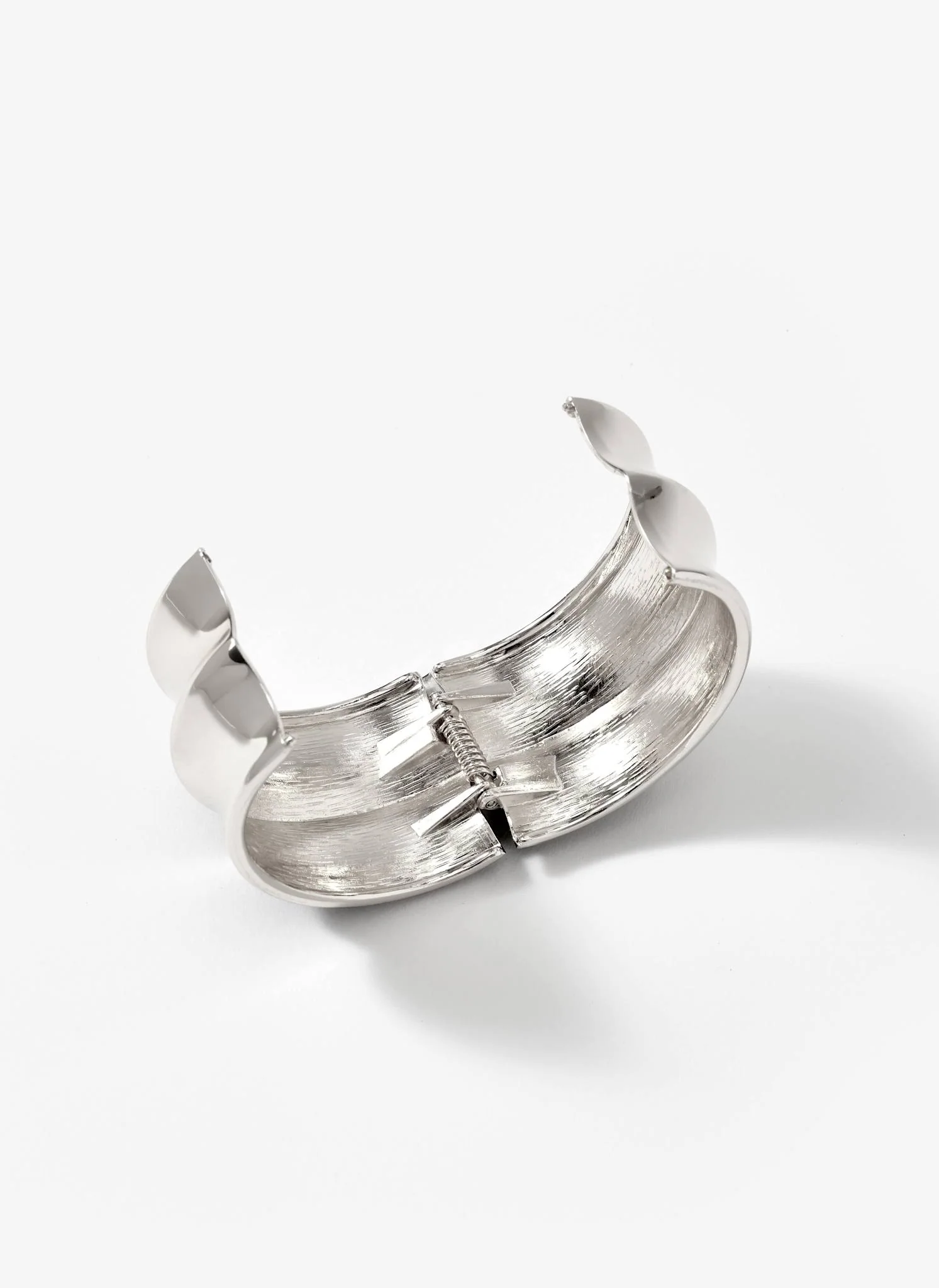 Silver Tone Statement Cuff Bracelet - Image 4