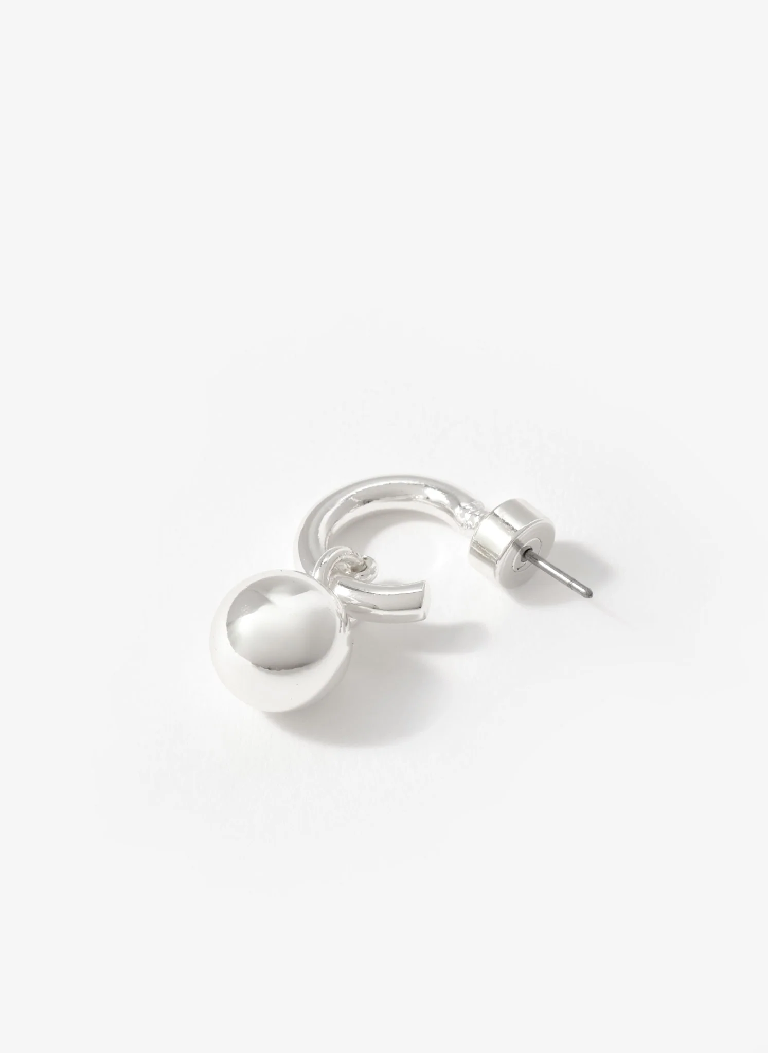 Silver Tone Sphere Hoop Earrings - Image 4
