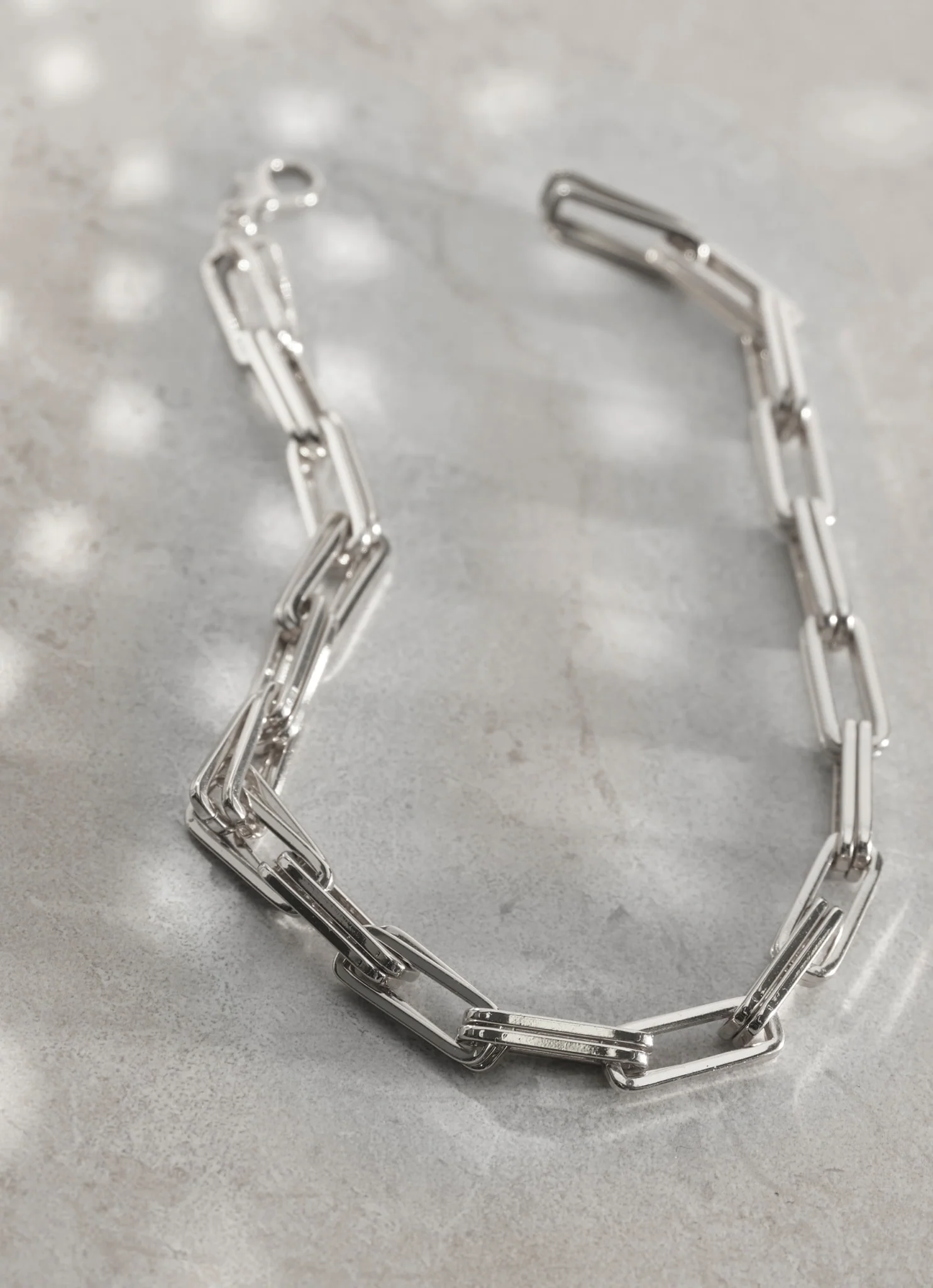Silver Tone Square Link Necklace - Image 3
