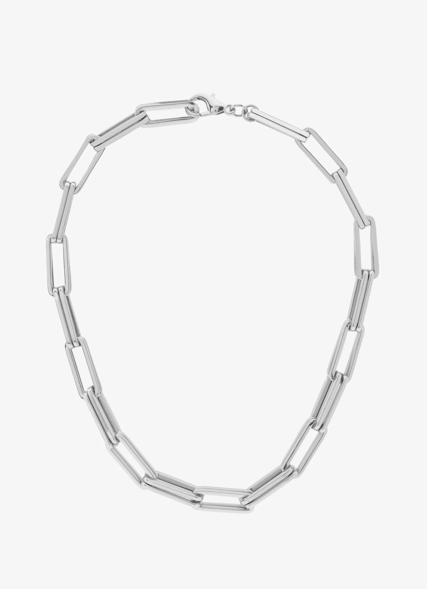 Silver Tone Square Link Necklace - Image 4