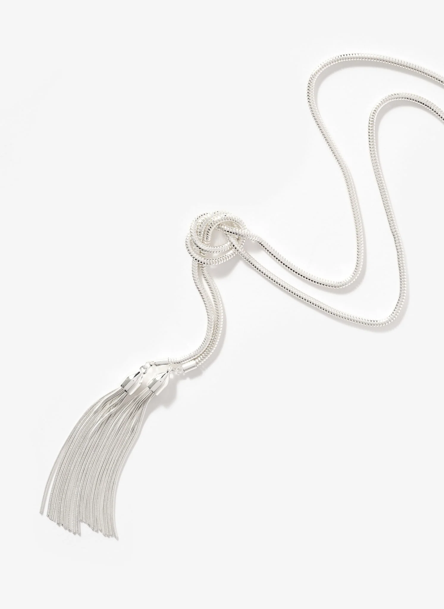 Silver Tone Double Tassel Necklace - Image 4