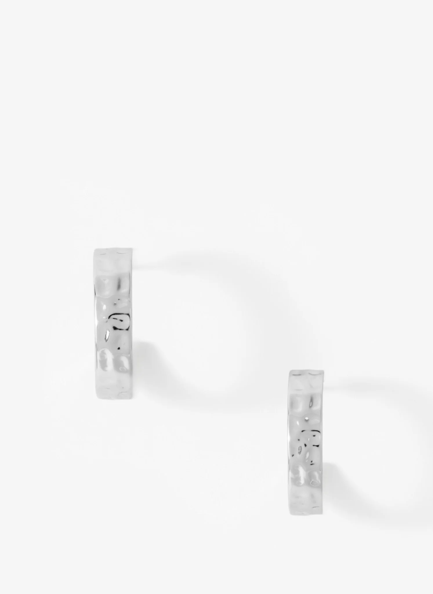 Silver Tone Textured Hoops - Image 3