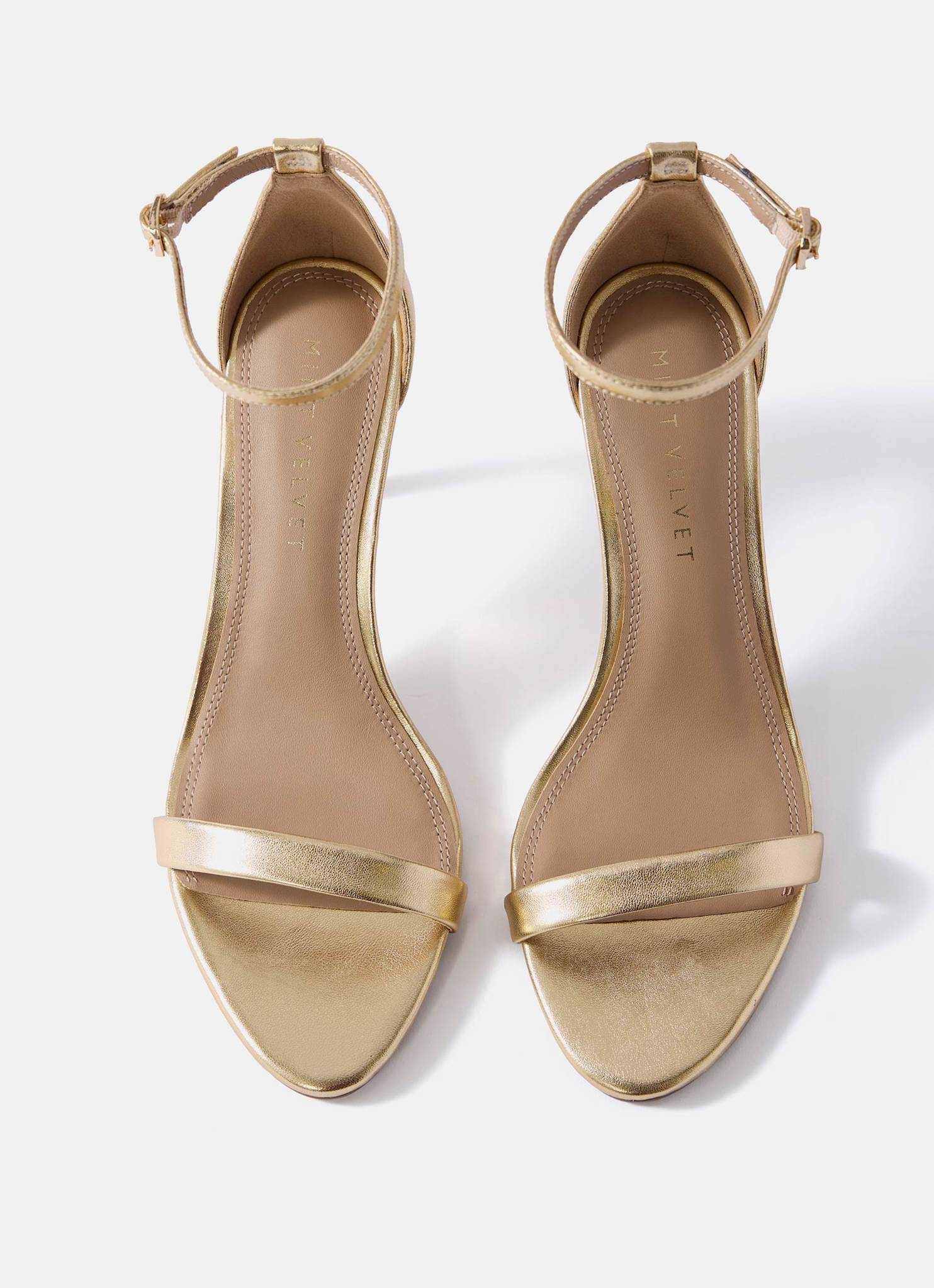 Skye Gold Leather Strappy High Heels - Image 5