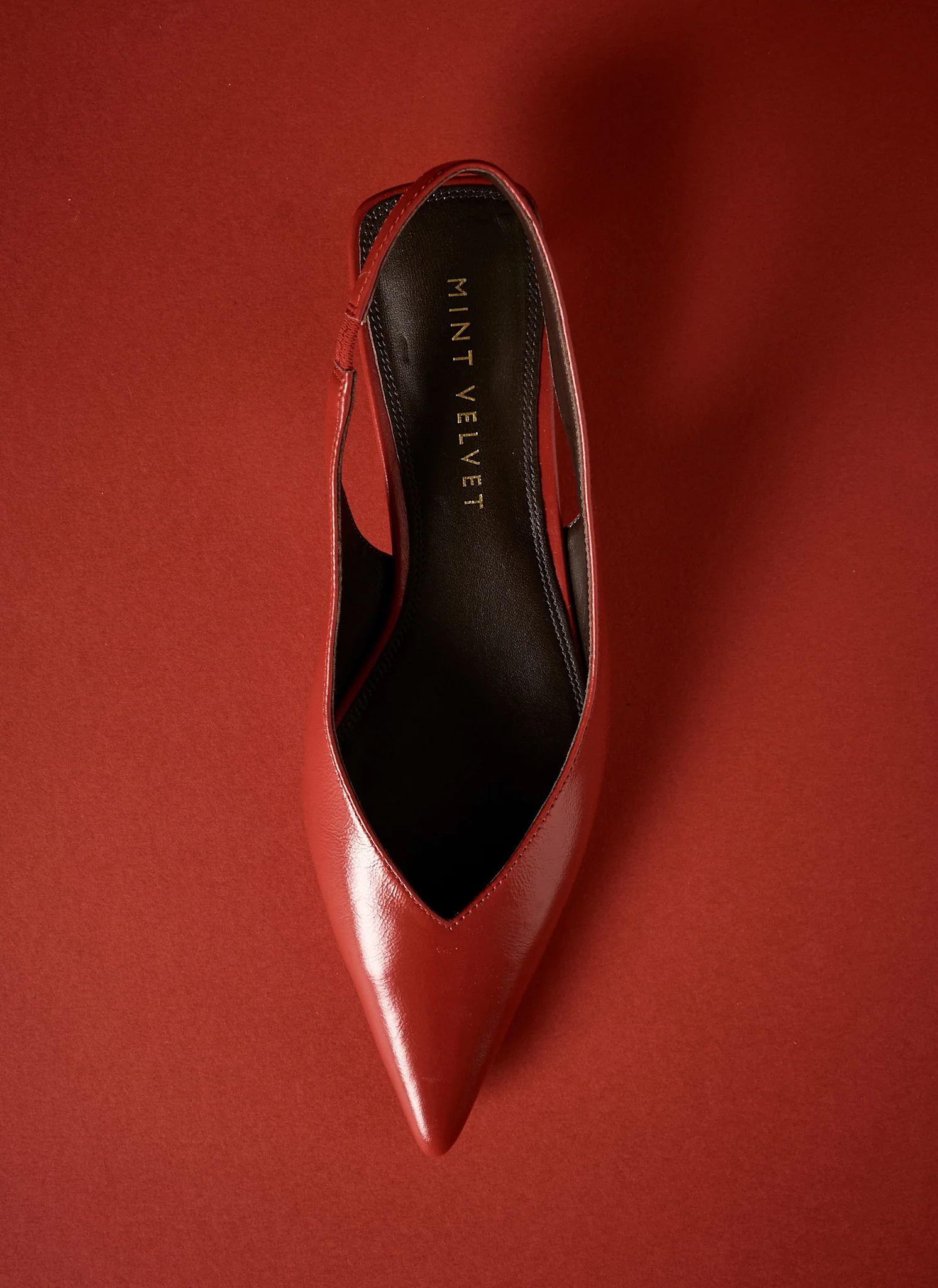 Skye Red Leather Slingback Court Heels - Image 3