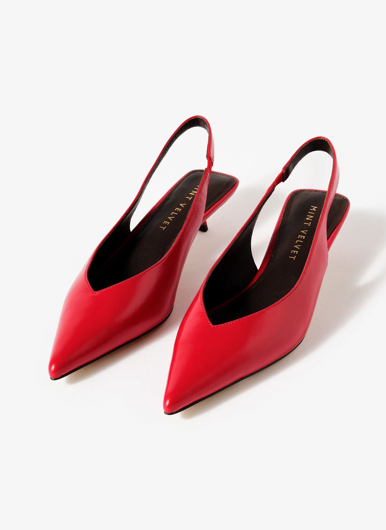 Skye Red Leather Slingback Court Heels - Image 4