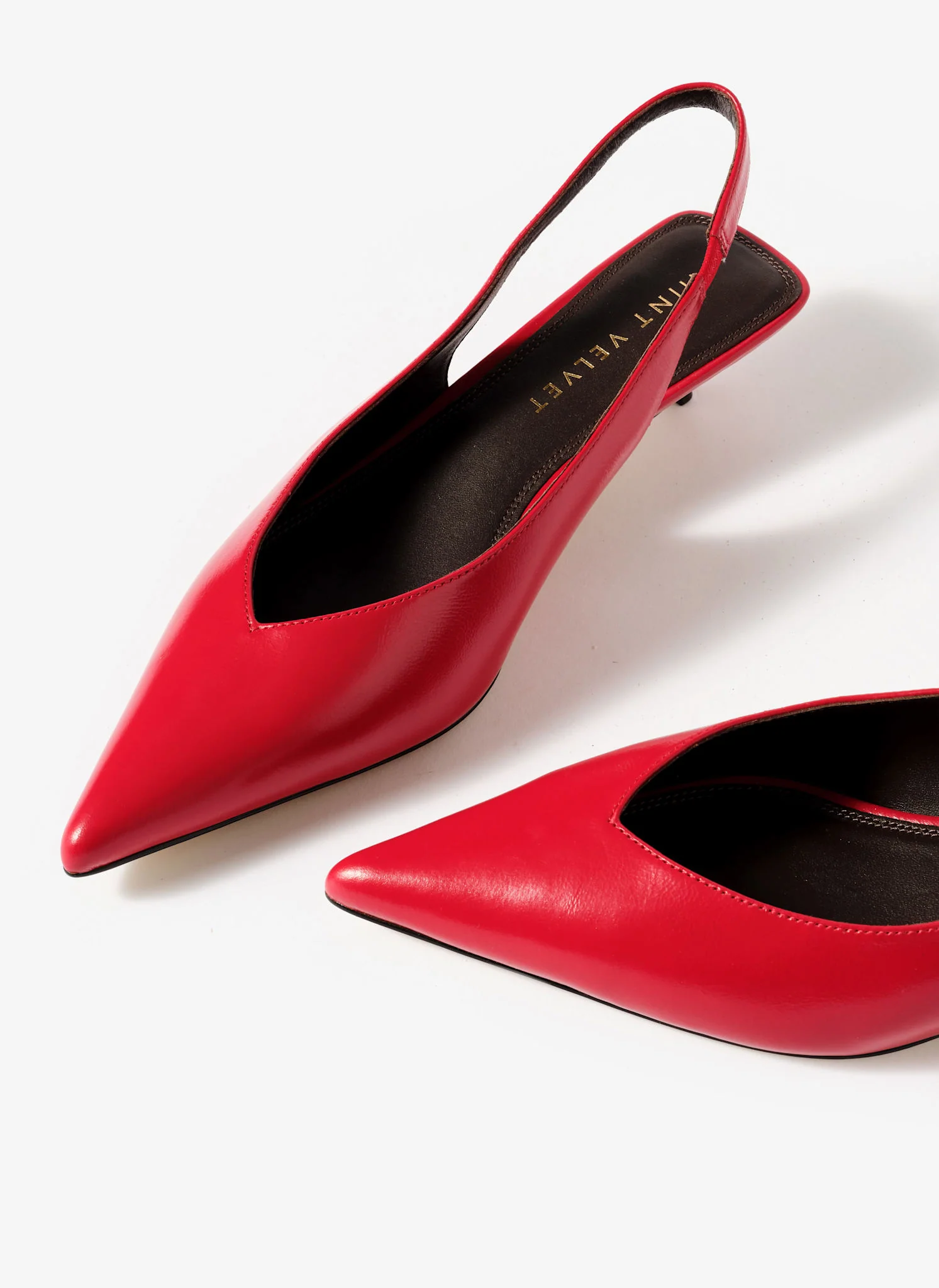 Skye Red Leather Slingback Court Heels - Image 5
