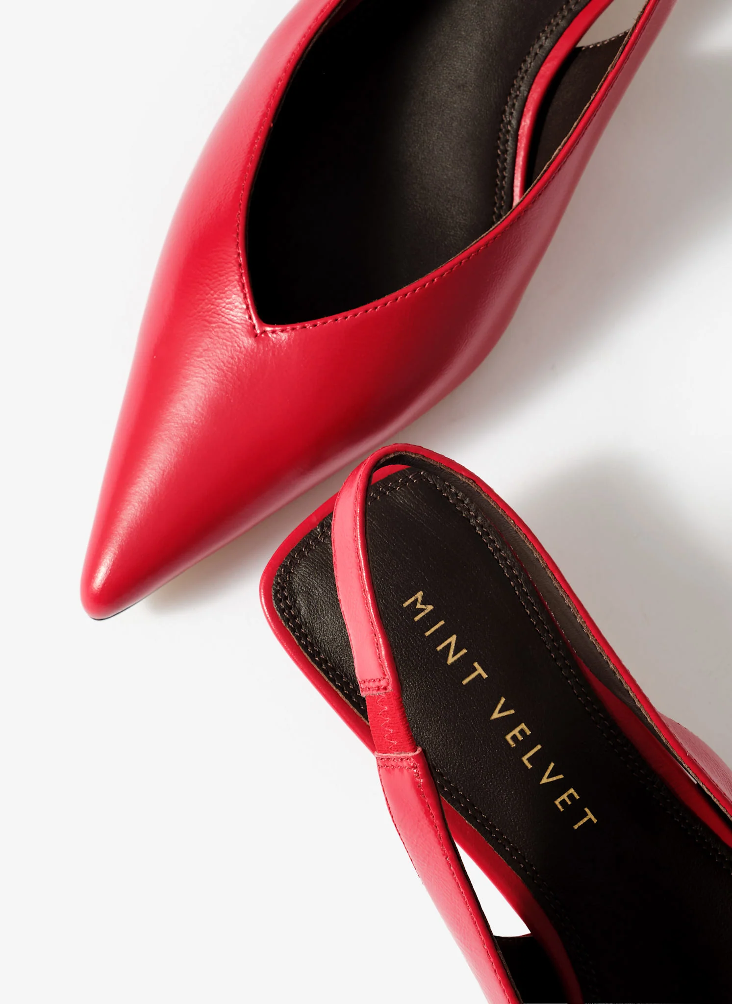 Skye Red Leather Slingback Court Heels - Image 6