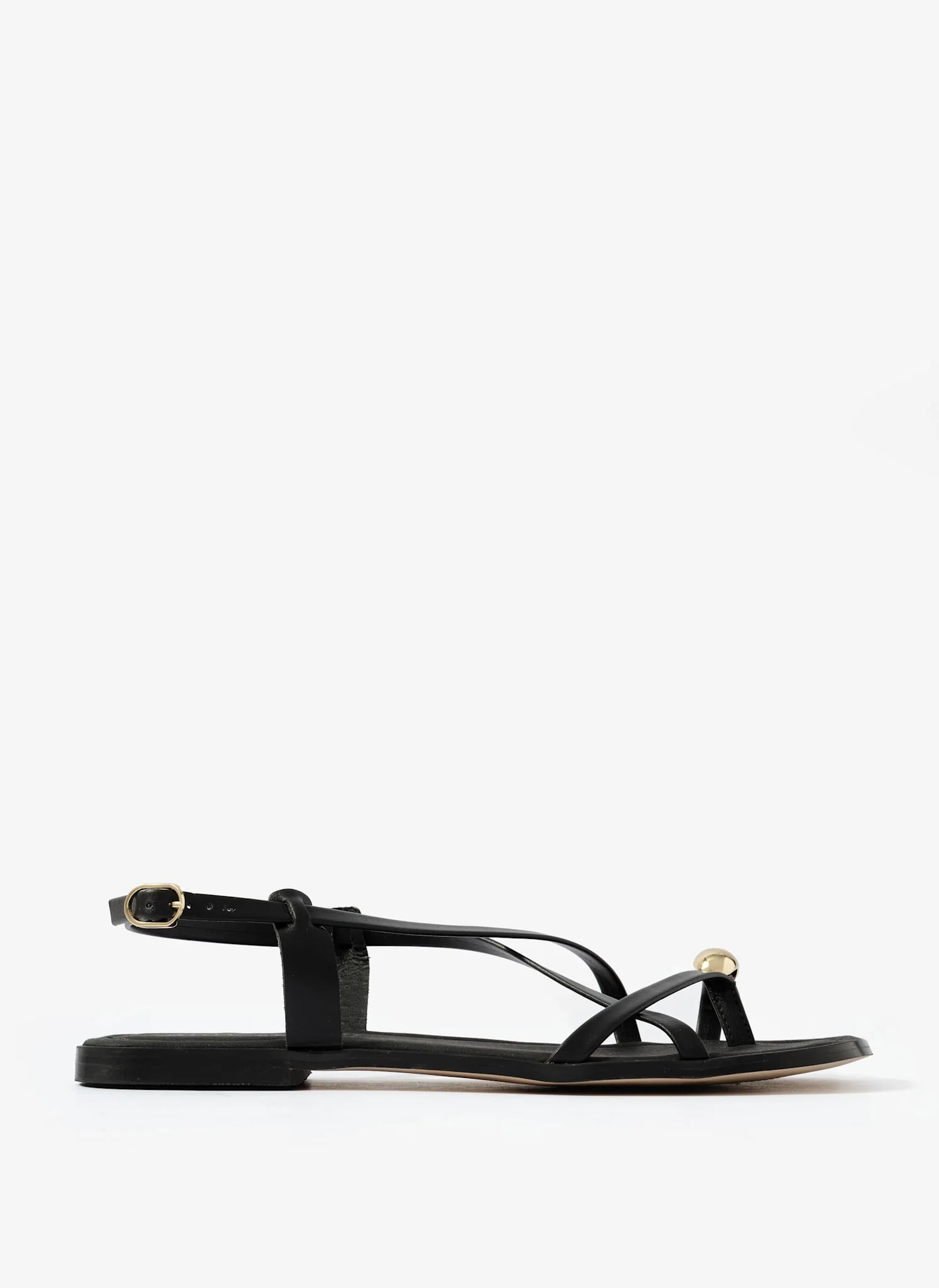Sofia Black Leather Strappy Sandals - Image 3