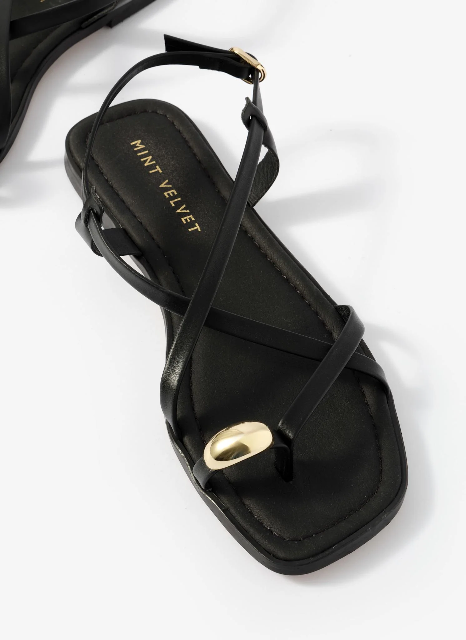 Sofia Black Leather Strappy Sandals - Image 4