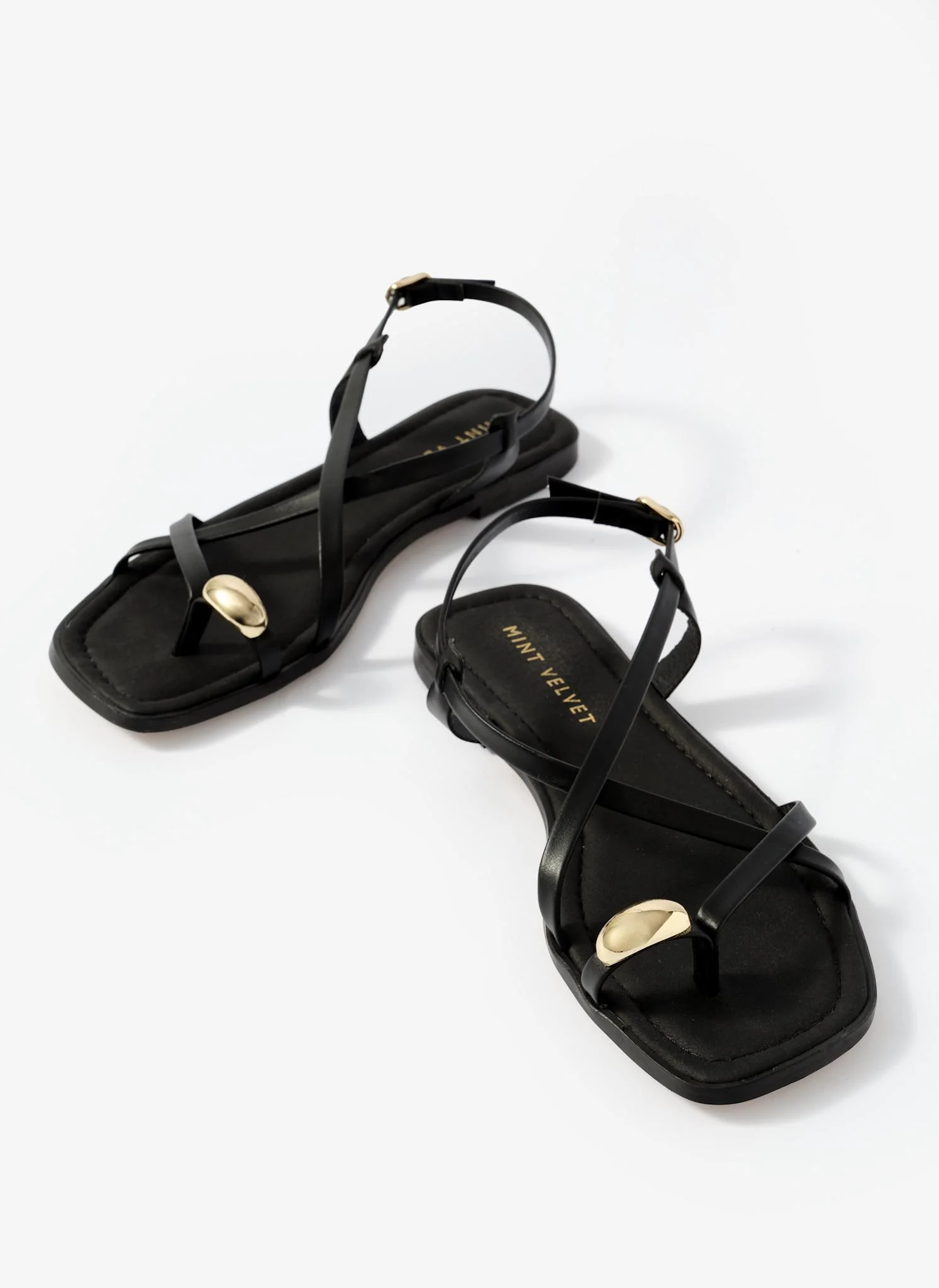 Sofia Black Leather Strappy Sandals - Image 5