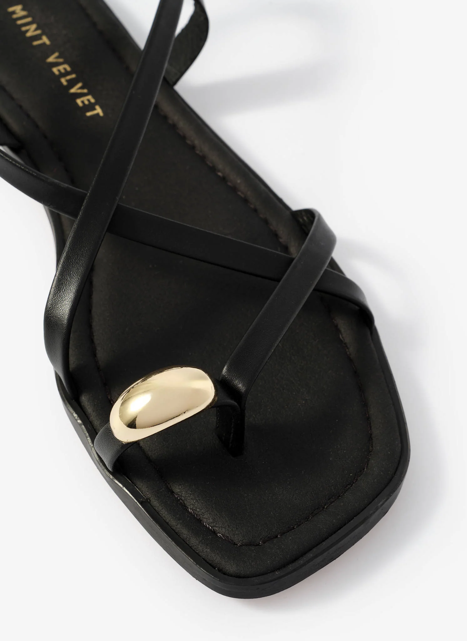 Sofia Black Leather Strappy Sandals - Image 6
