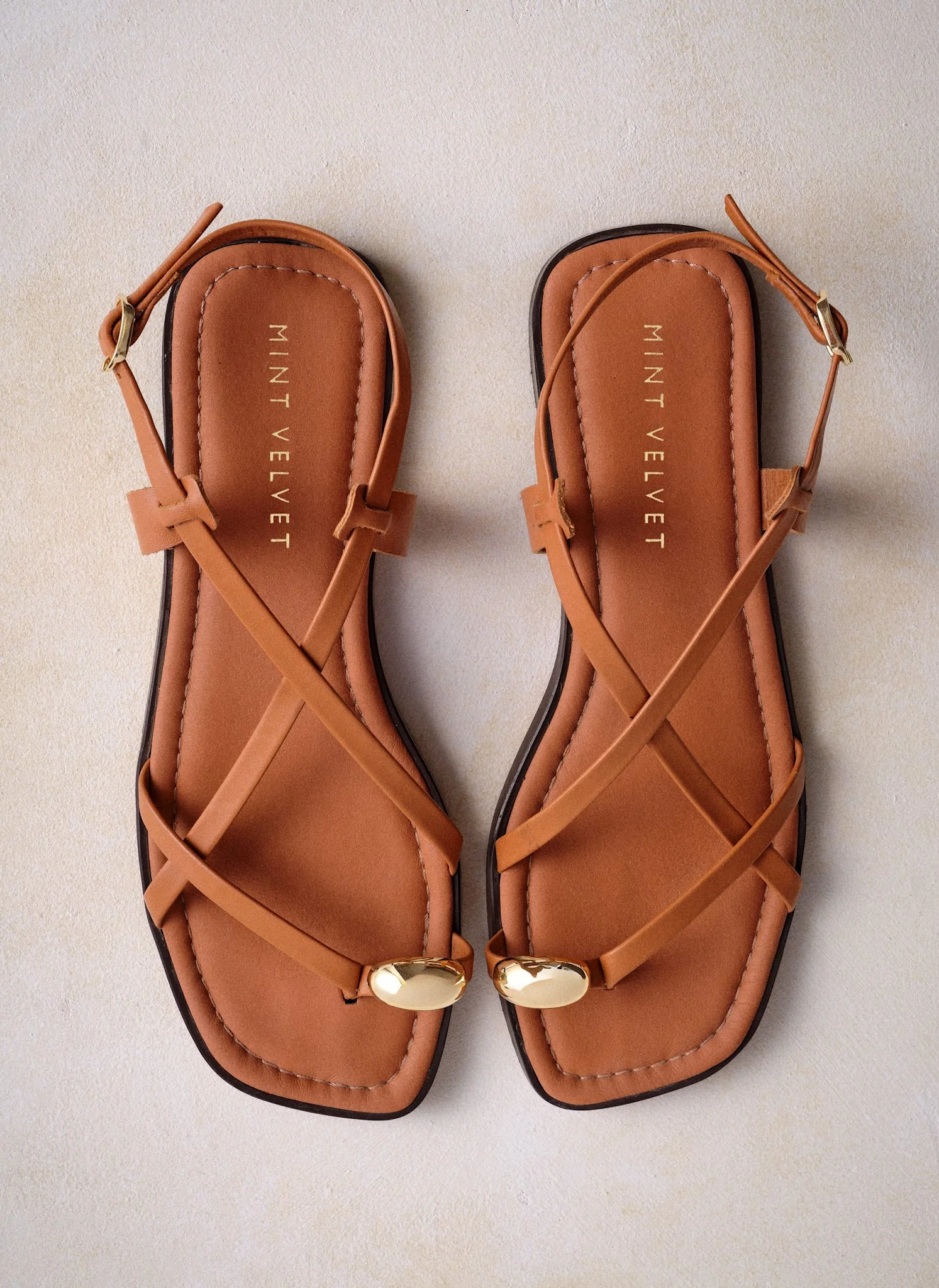 Sofia Tan Leather Strappy Sandals