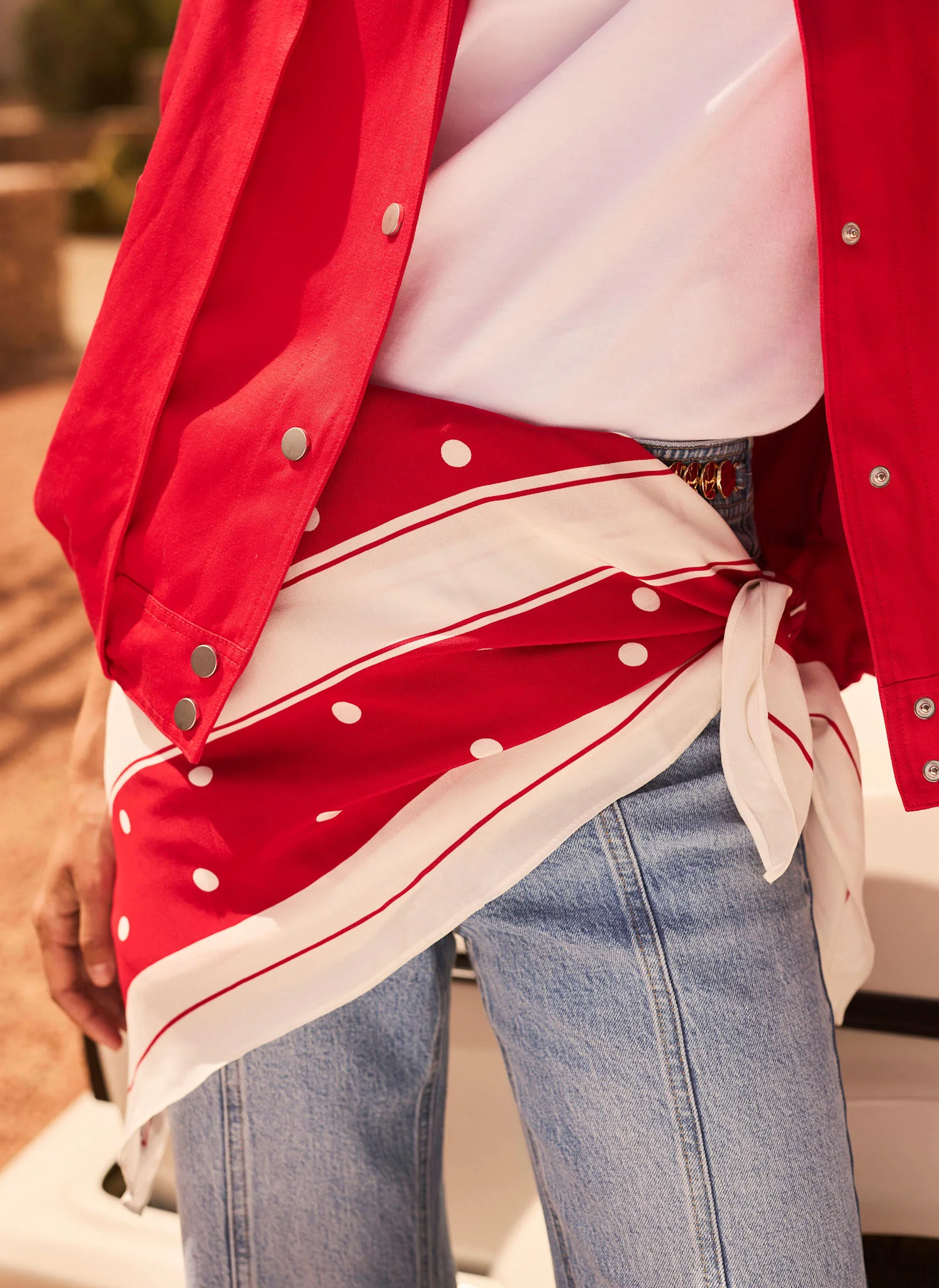 Red Polka Dot Print Scarf