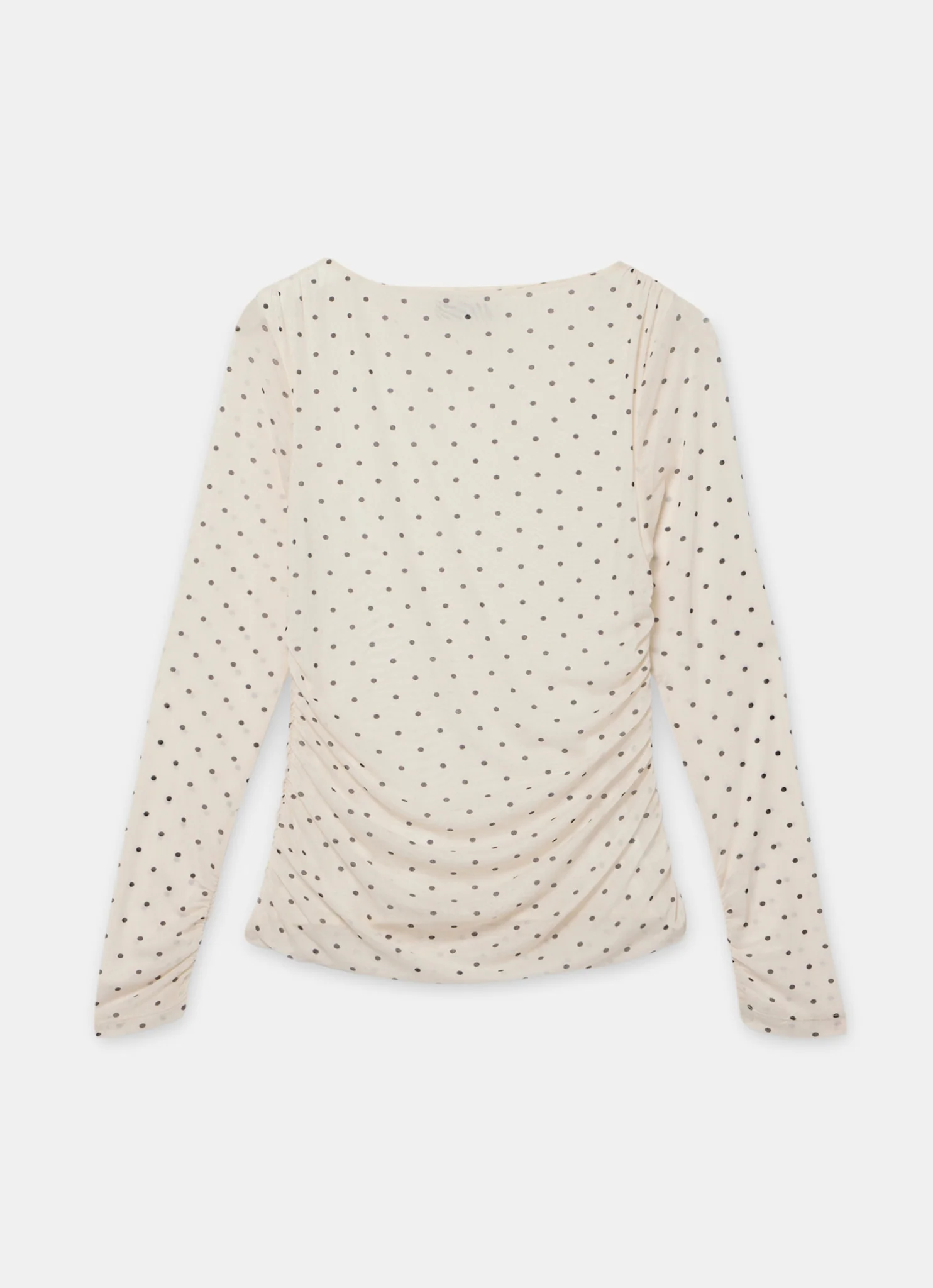 Cream Polka Dot Print Mesh Top - Image 6