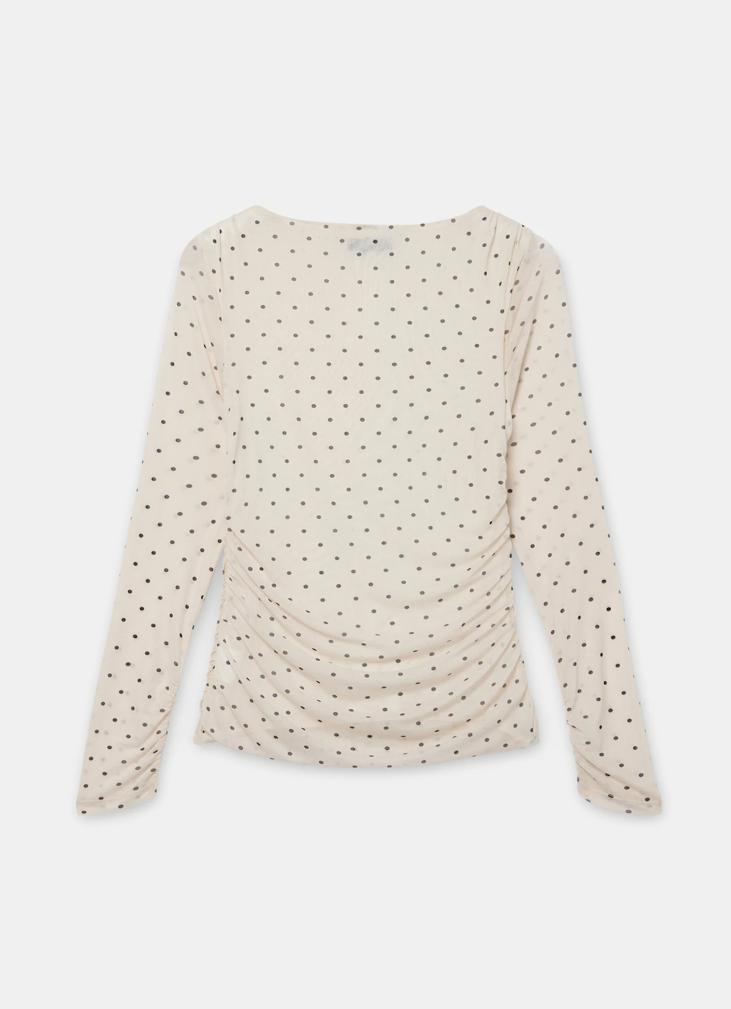 Cream Polka Dot Print Mesh Top - Image 7