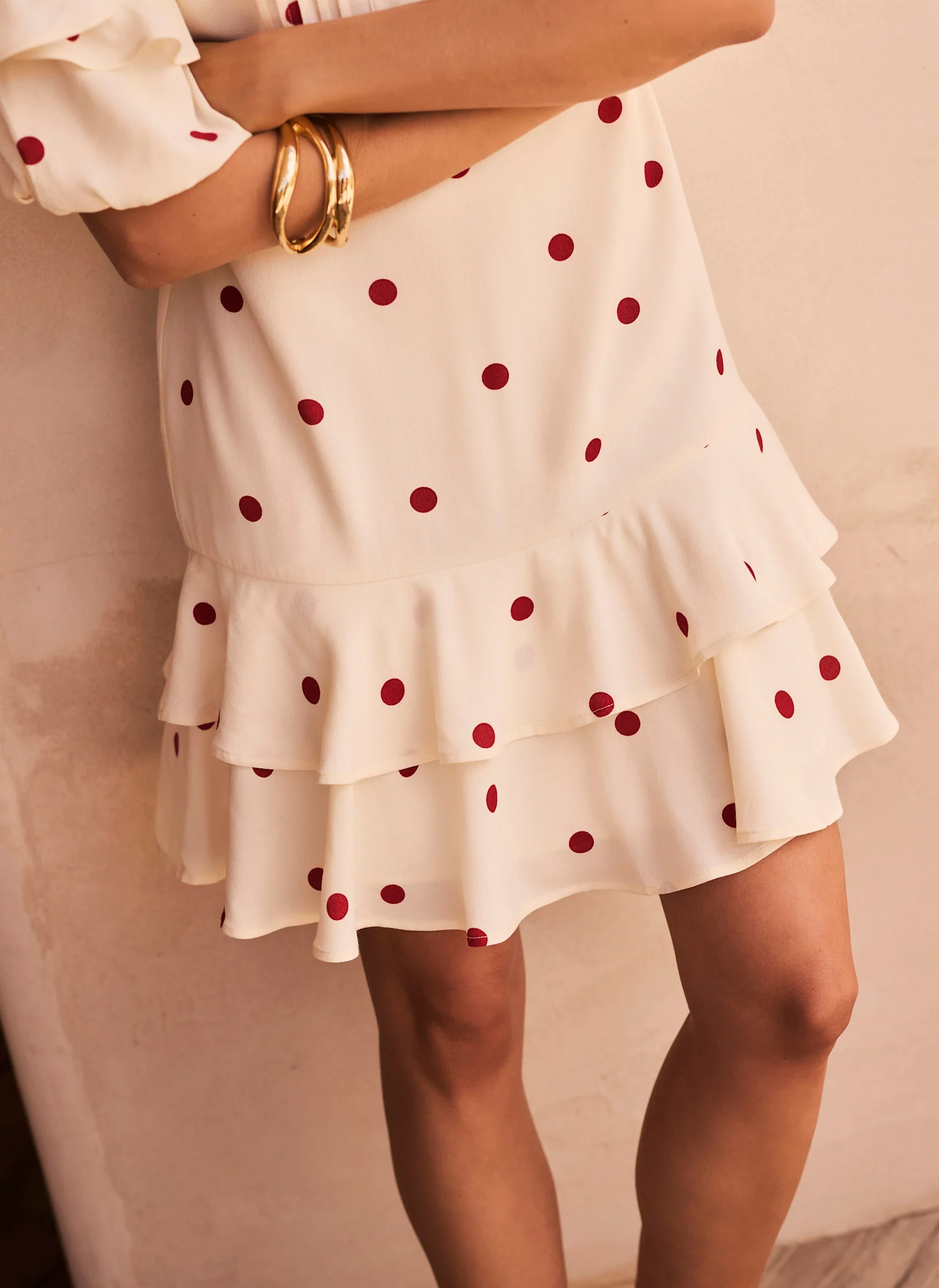 Cream Polka Dot Mini Dress - Image 5