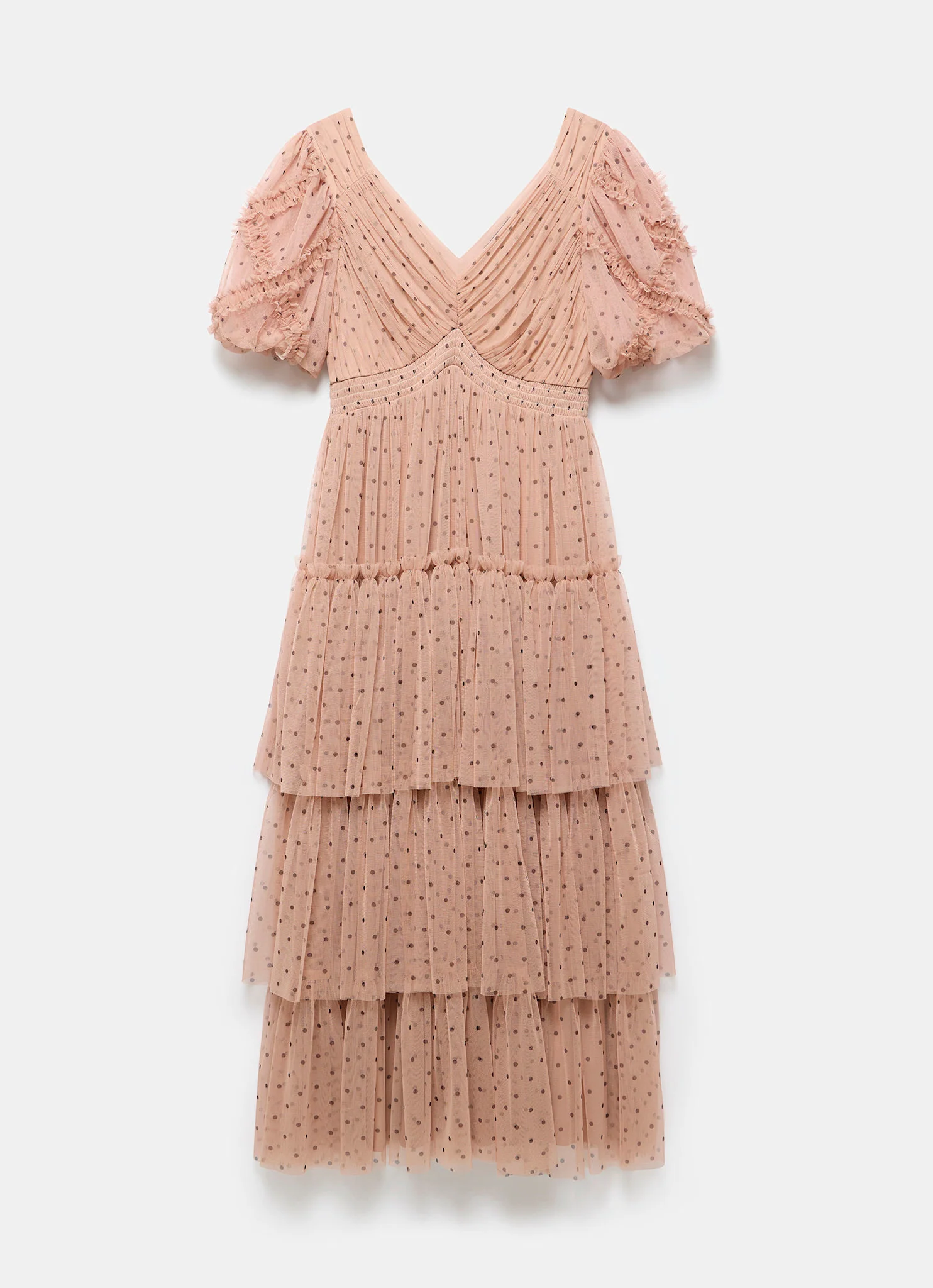 Pink Polka Dot Tulle Midi Dress - Image 7