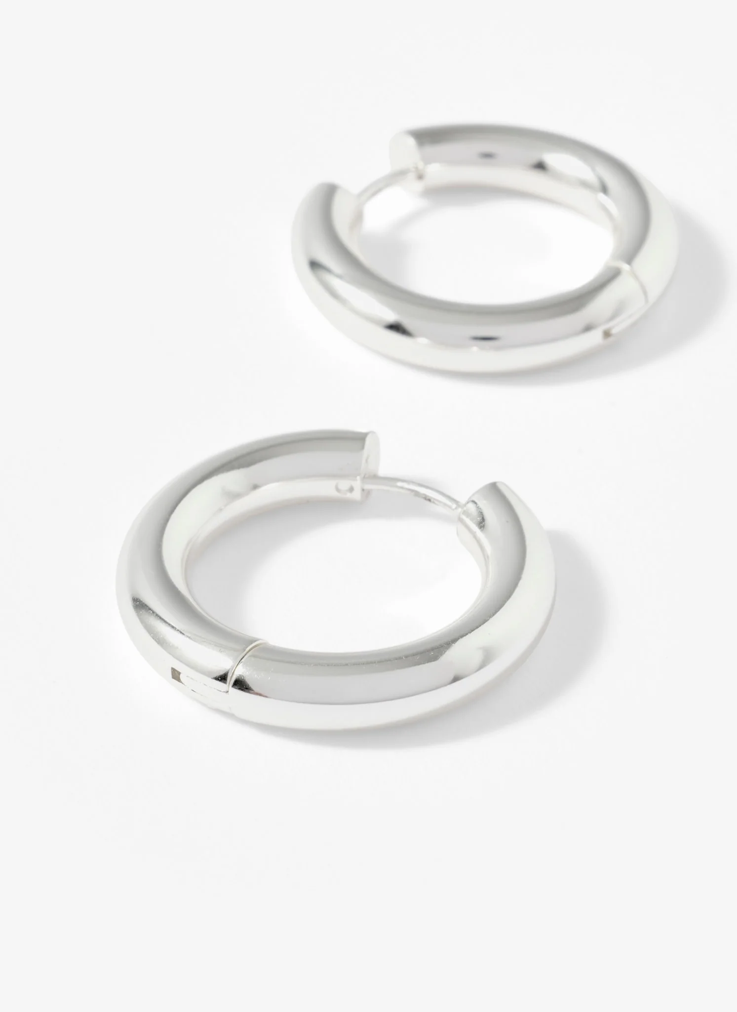 Silver Stainless Steel Large Hoop Earrings - Image 4