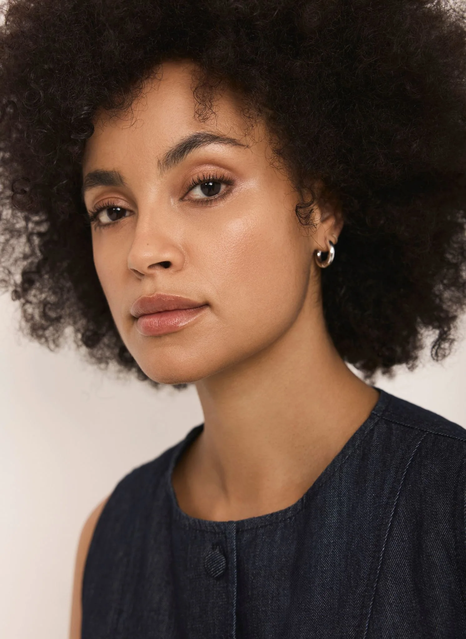 Silver Stainless Steel Mini Hoop Earrings - Image 2