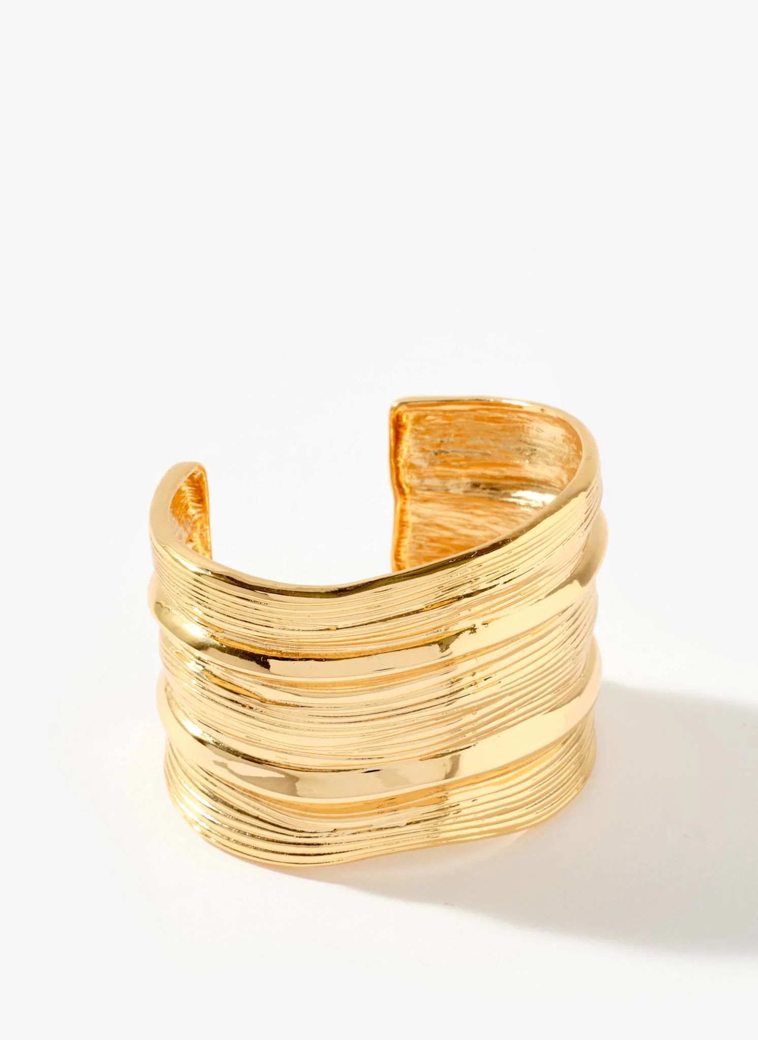 Gold Tone Statement Ridged Cuff - Image 2