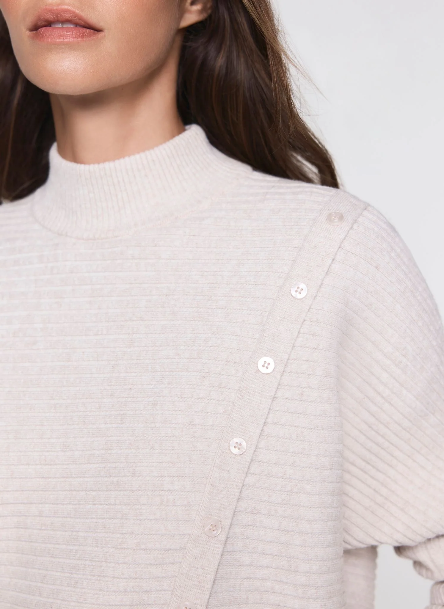 Neutral Button Detail Ribbed Jumper - Image 3