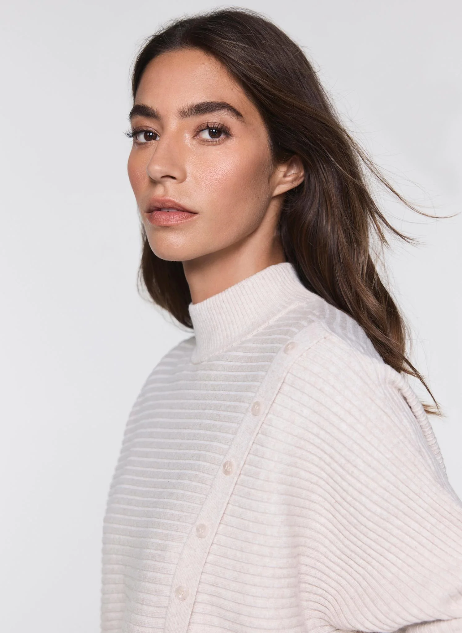Neutral Button Detail Ribbed Jumper - Image 6