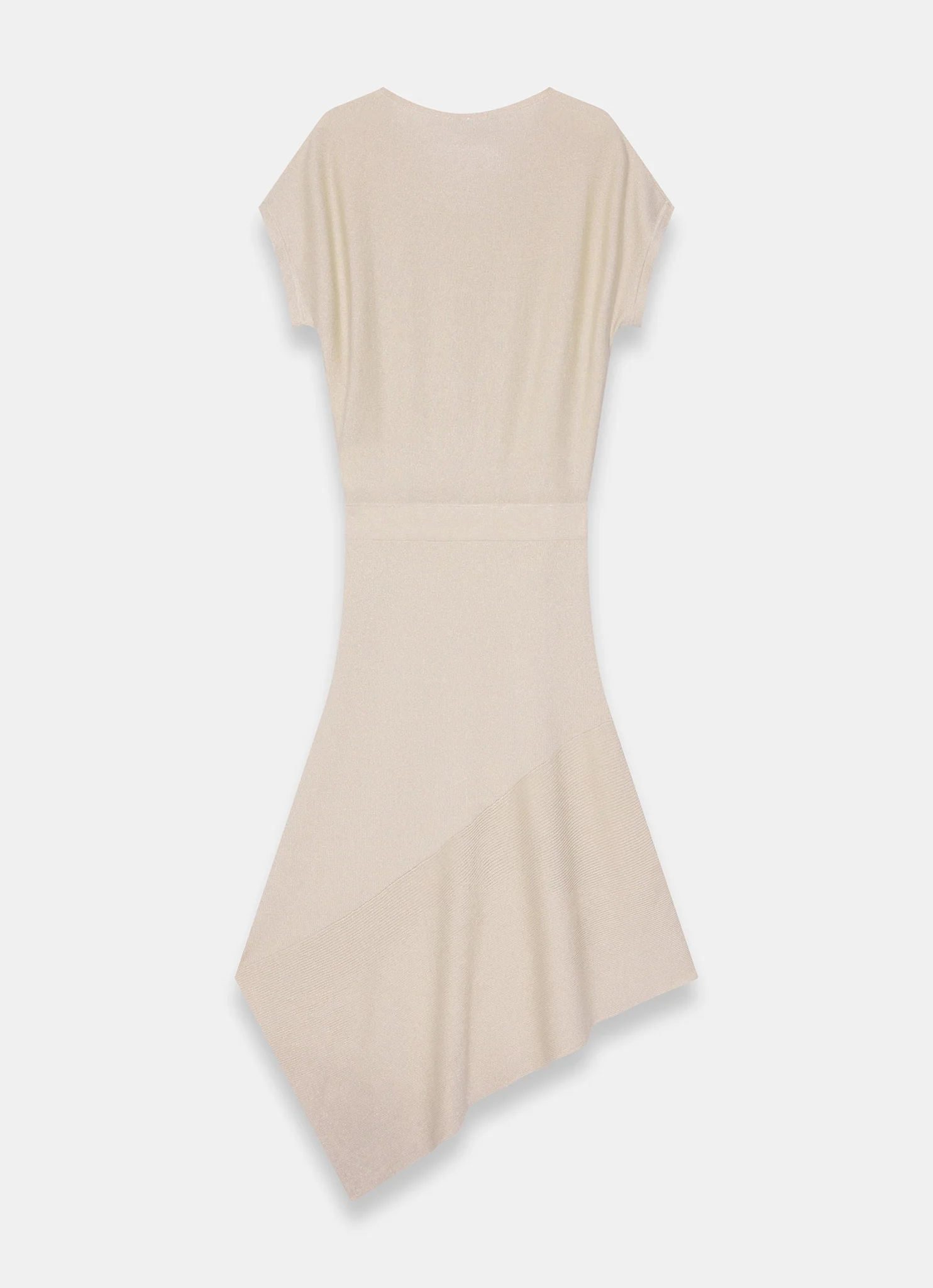 Neutral Metallic Asymmetric Knit Midi Dress - Image 8