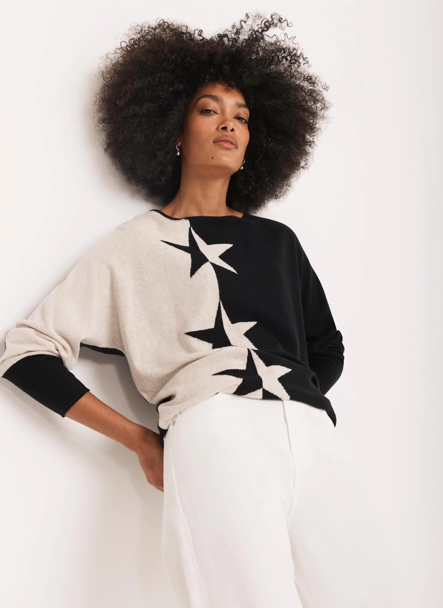 Neutral Cotton Blend Star Jumper - Image 3