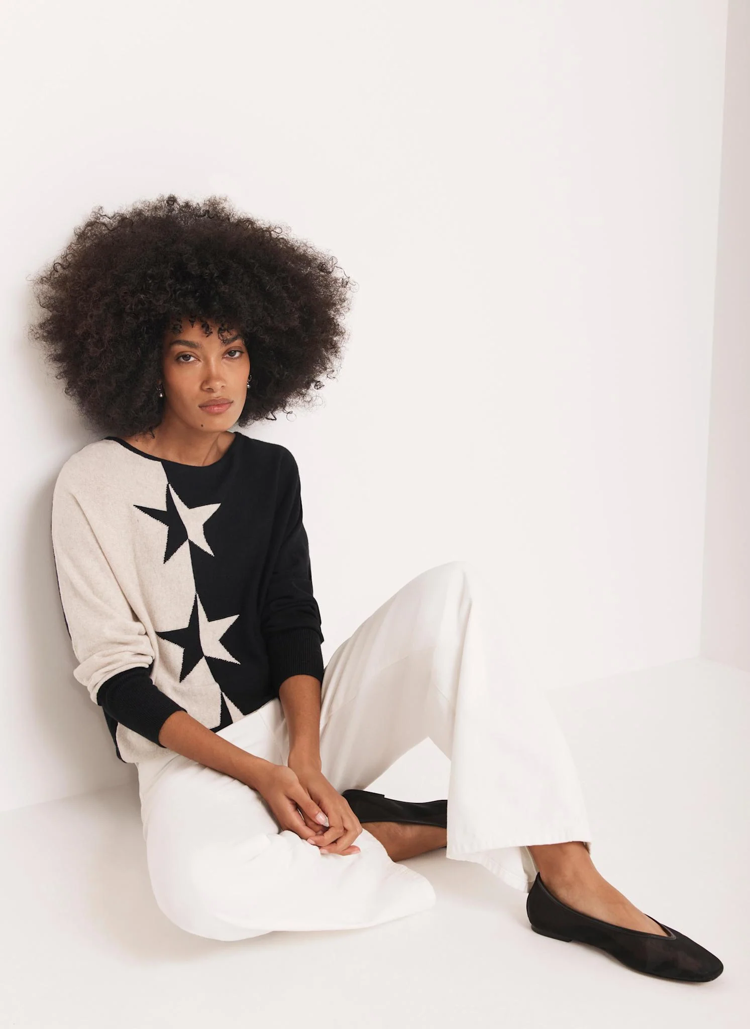 Neutral Cotton Blend Star Jumper - Image 5