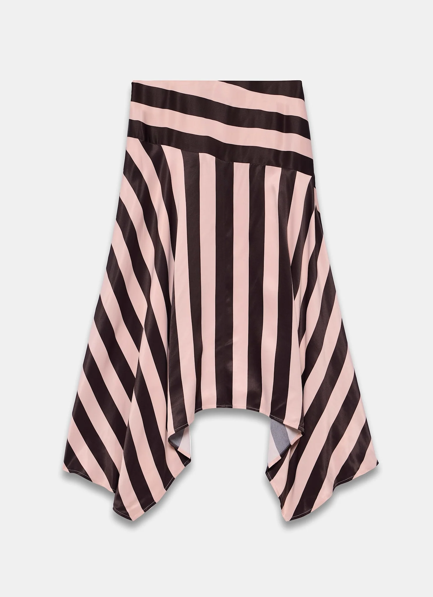 Pink & Brown Satin Striped Midi Skirt - Image 5