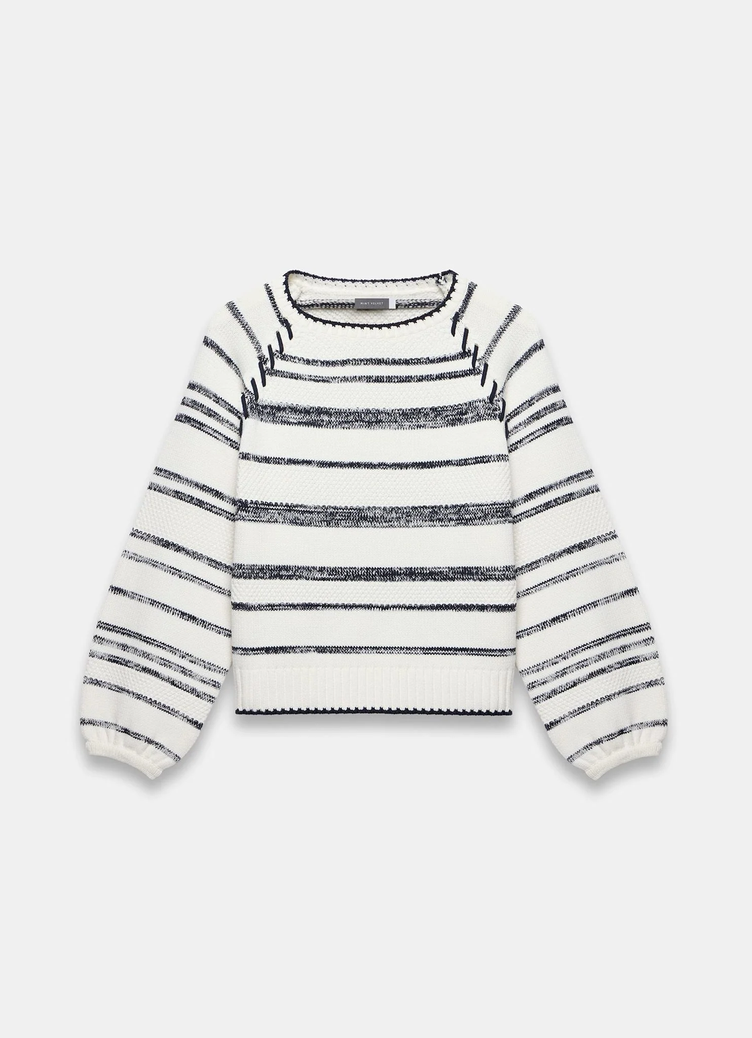 White Striped Cotton Blend Jumper - Image 6
