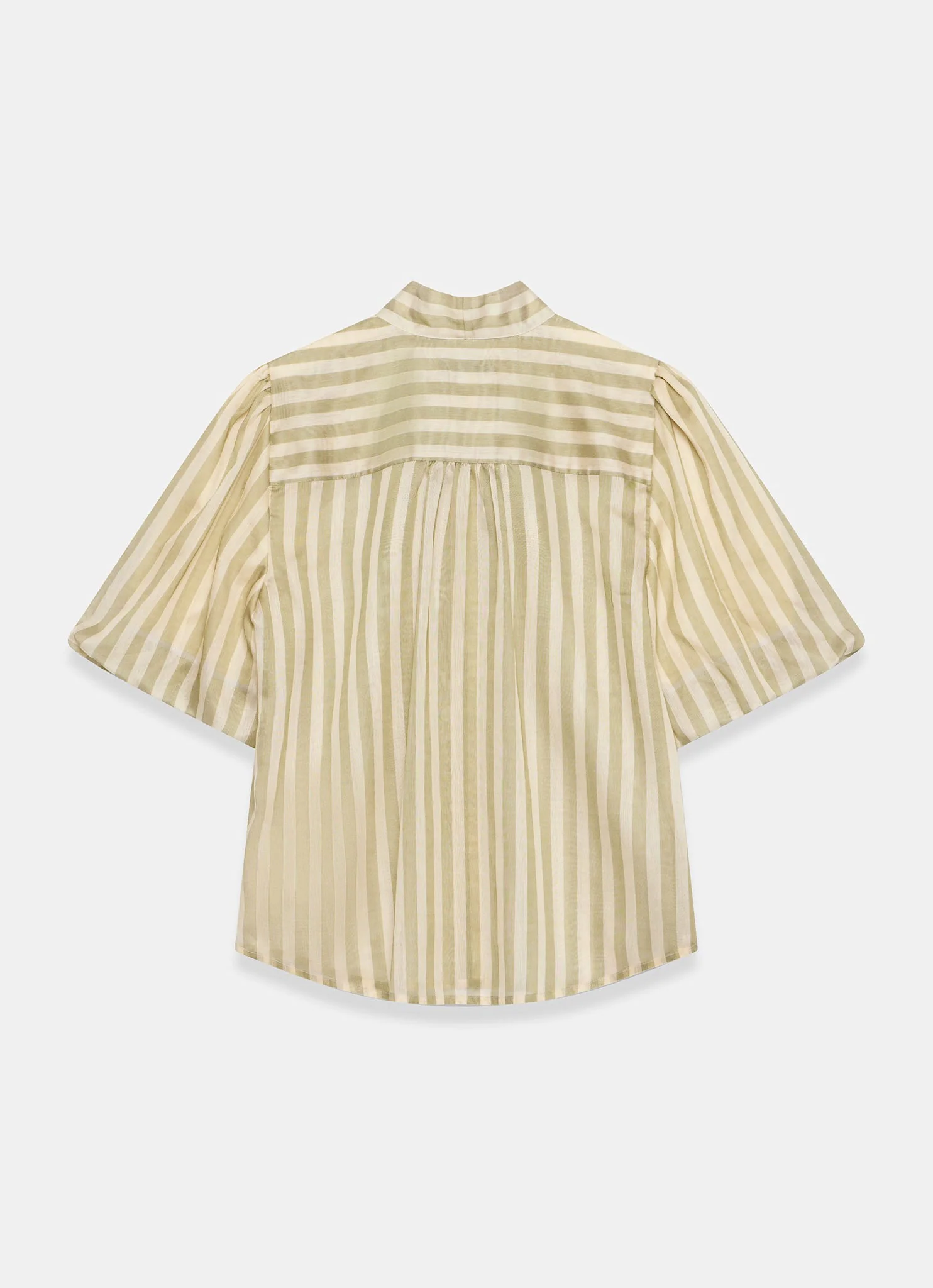 Green Striped Puff Sleeve Blouse - Image 8