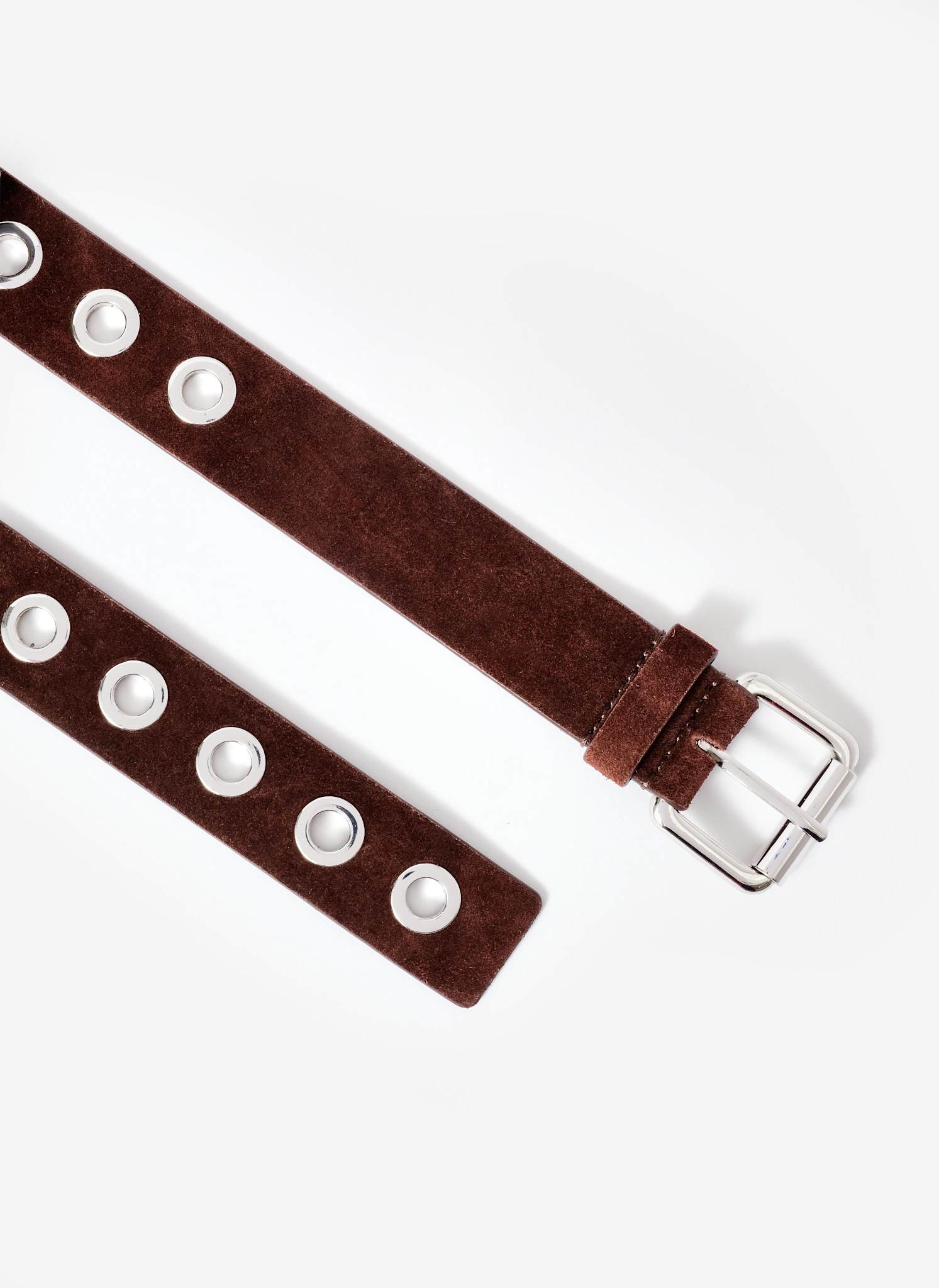 Brown Suede Eyelet Belt - Image 3