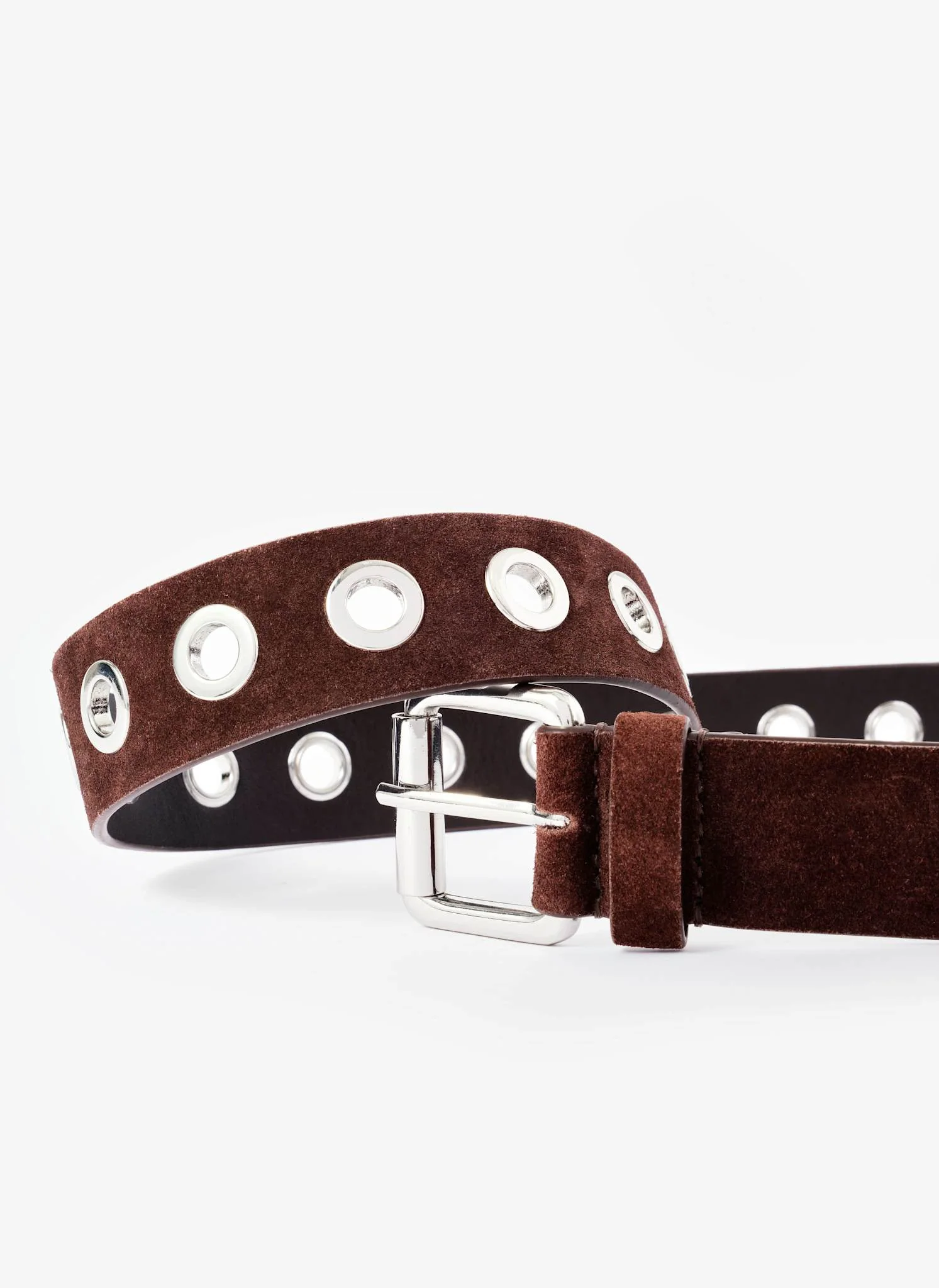 Brown Suede Eyelet Belt - Image 4