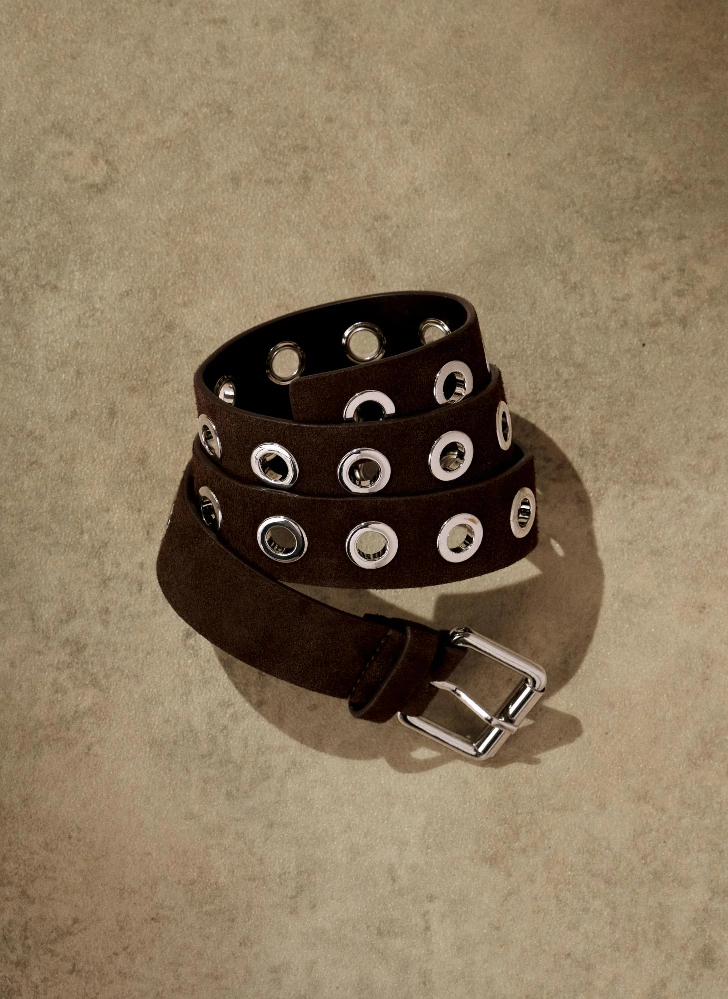 Brown Suede Eyelet Belt - Image 5