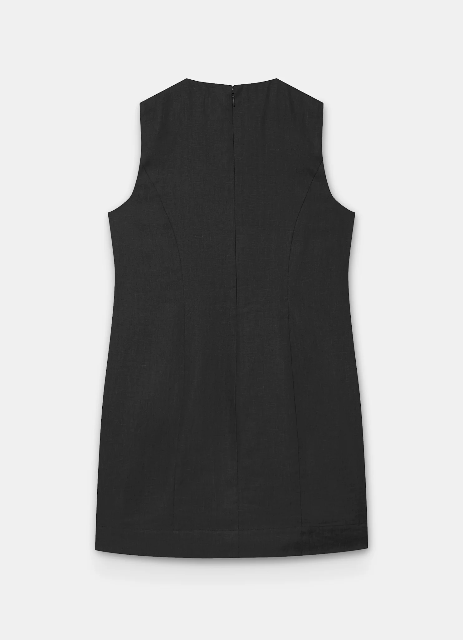Black Linen Sunray  Button Mini Dress - Image 7