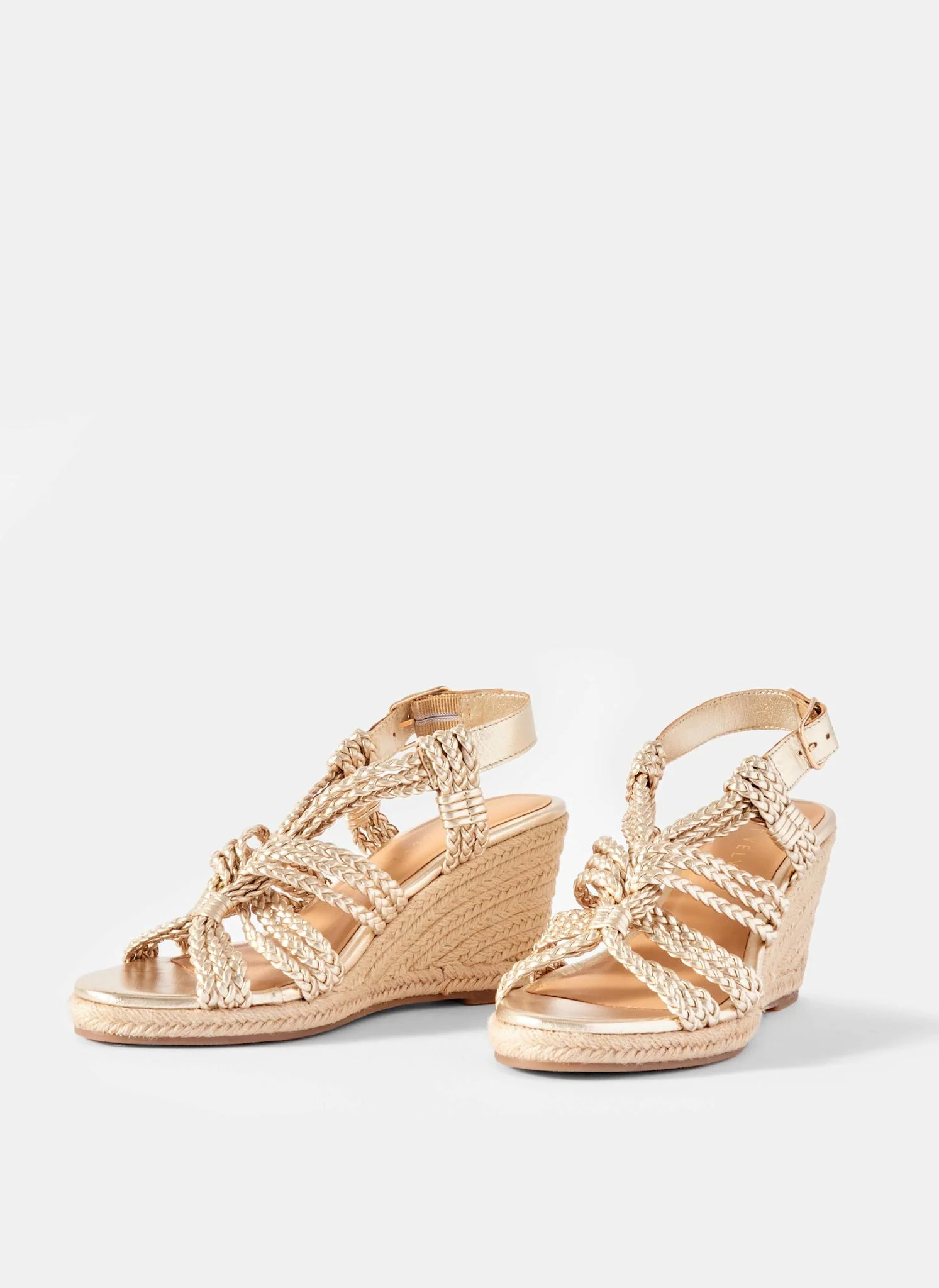 Susie Gold Leather Rope Wedge Heels - Image 3