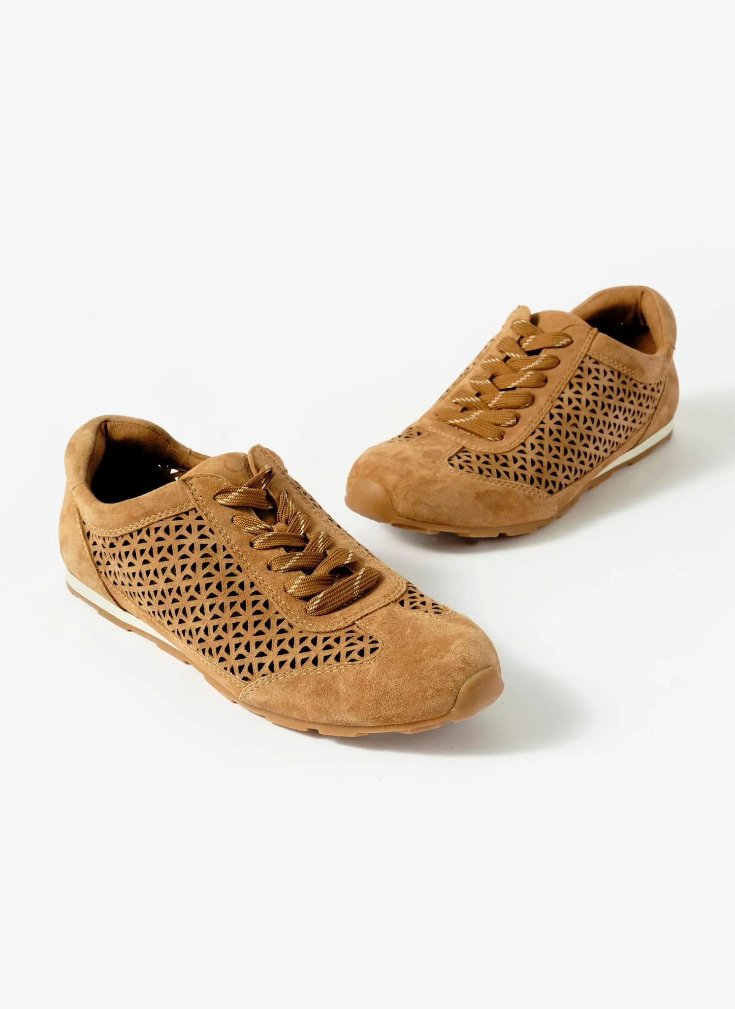 Talia Tan Suede Cut Detail Trainers - Image 3