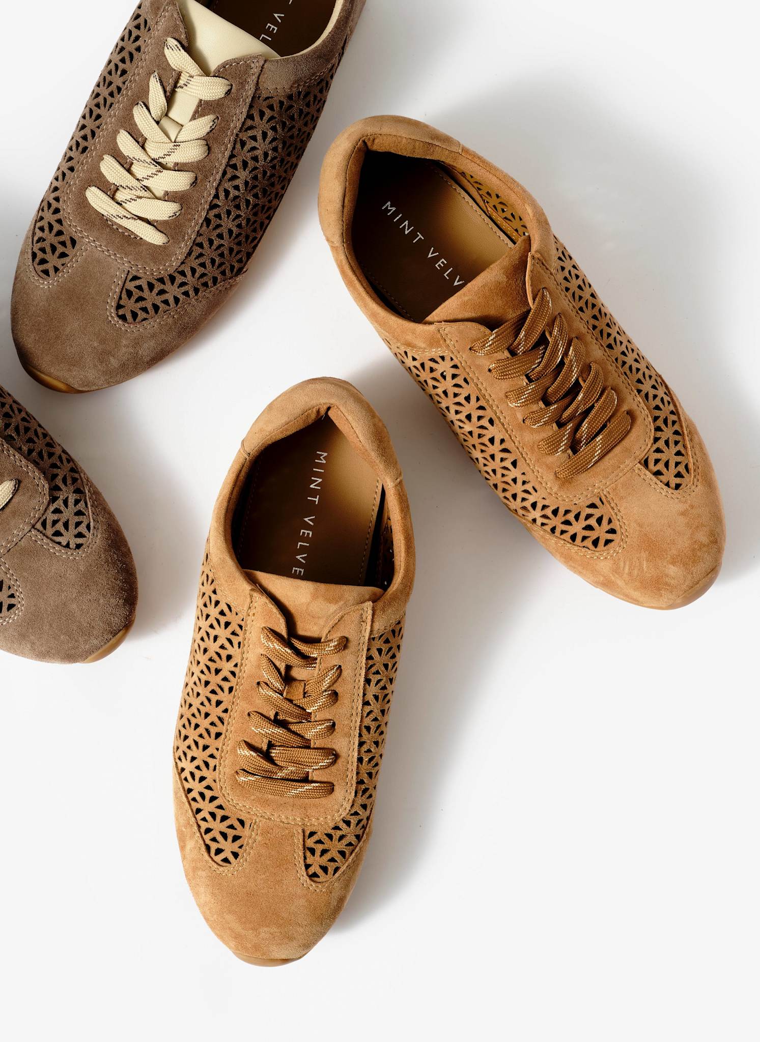 Talia Tan Suede Cut Detail Trainers - Image 4