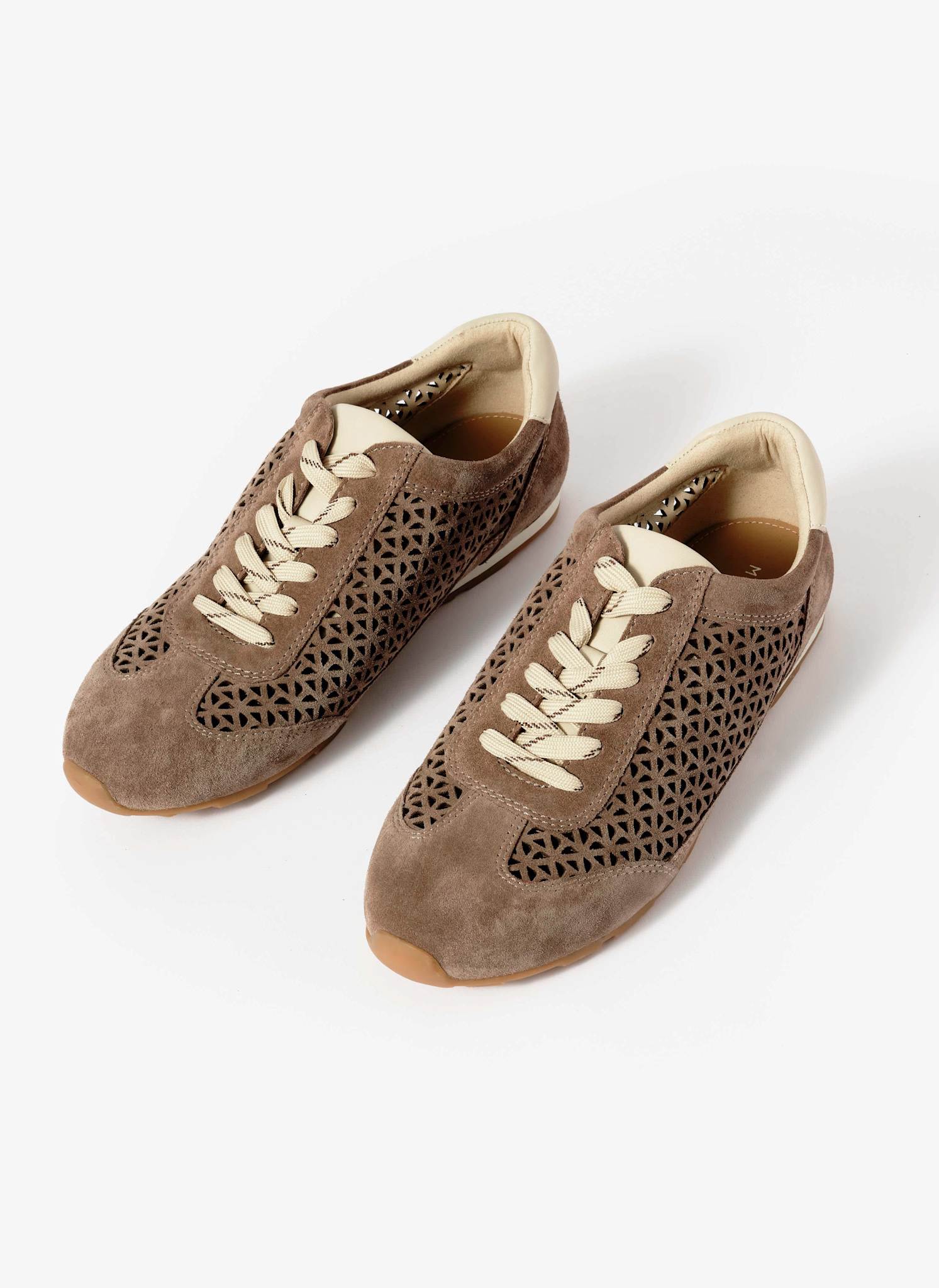Talia Taupe Suede Cut Detail Trainers - Image 3