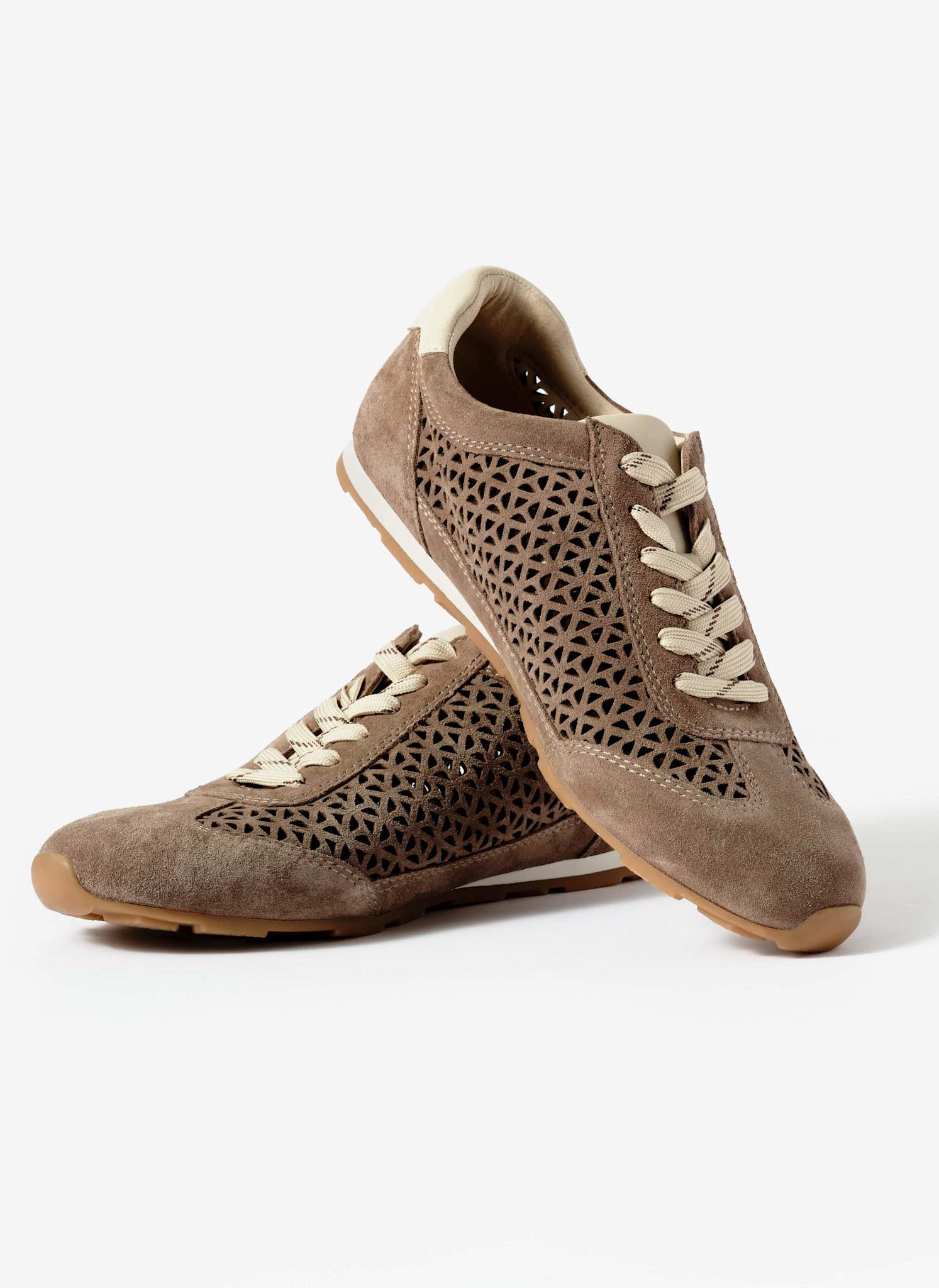 Talia Taupe Suede Cut Detail Trainers - Image 4