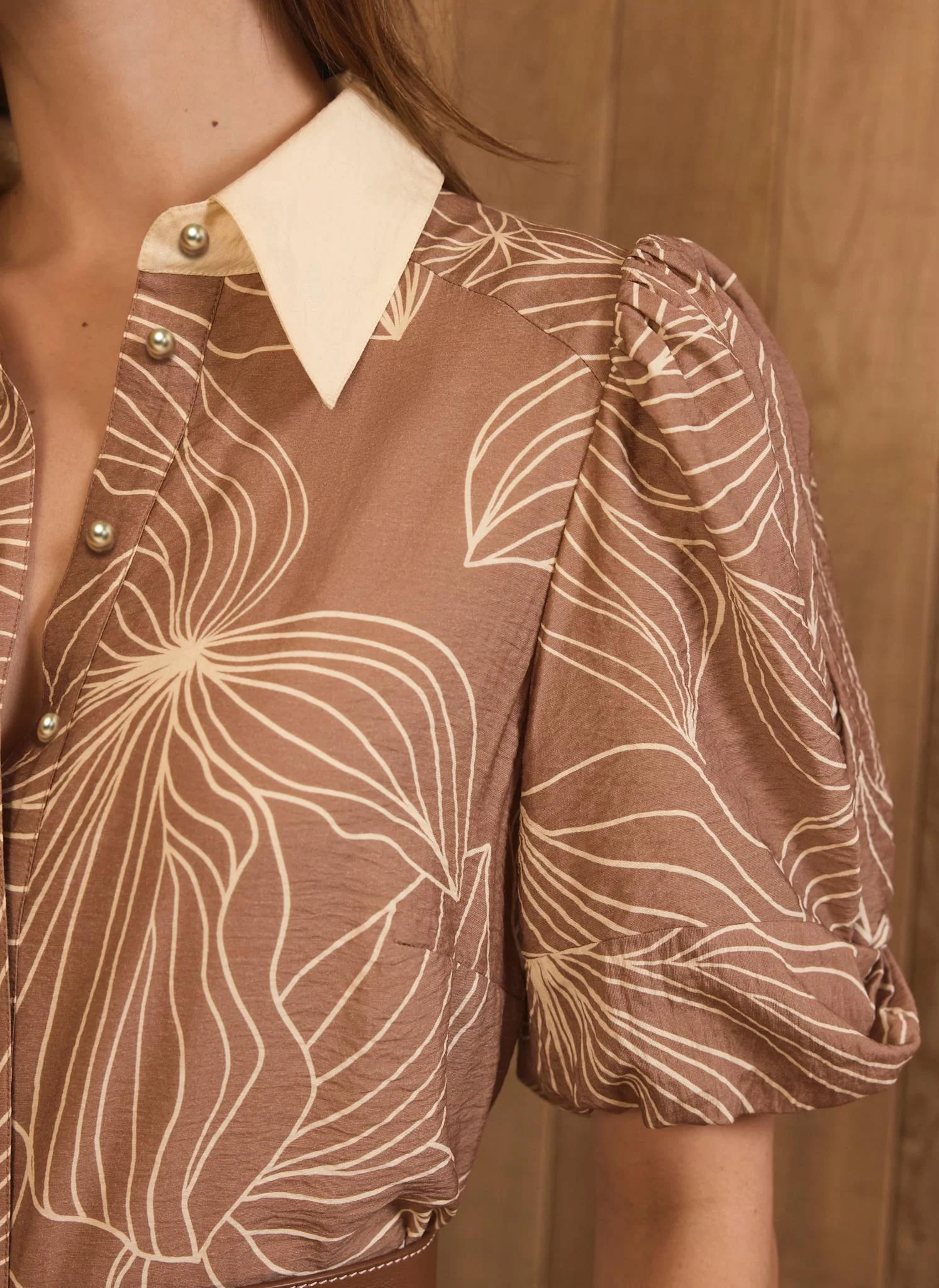 Brown Floral Print Maxi Shirt Dress - Image 6