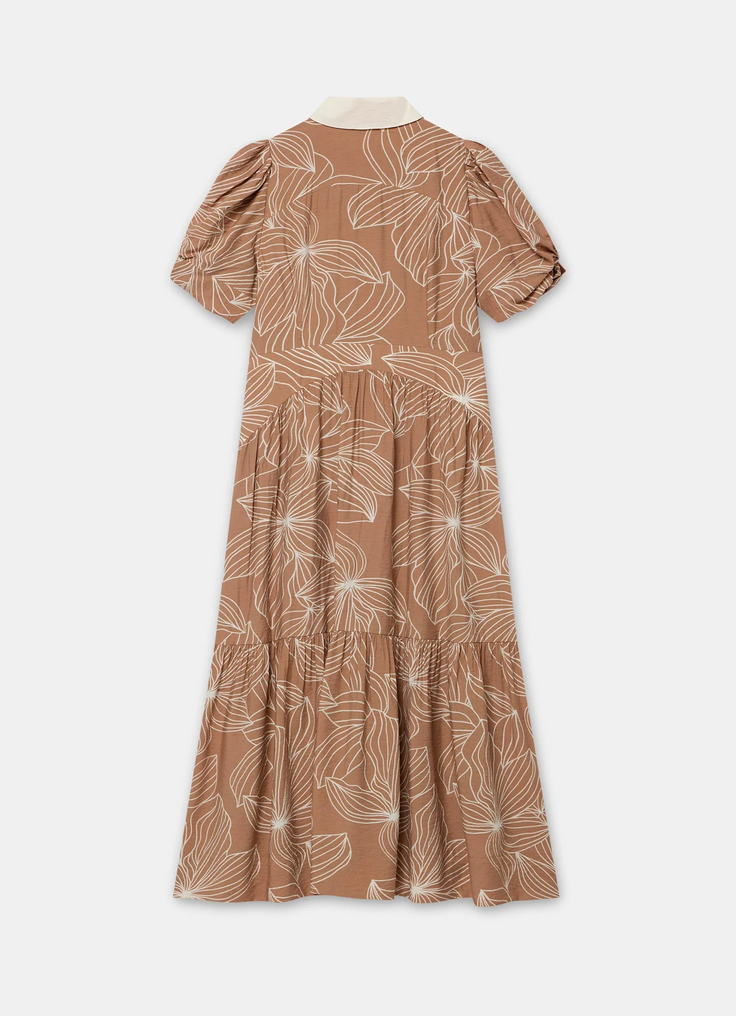 Brown Floral Print Maxi Shirt Dress - Image 8