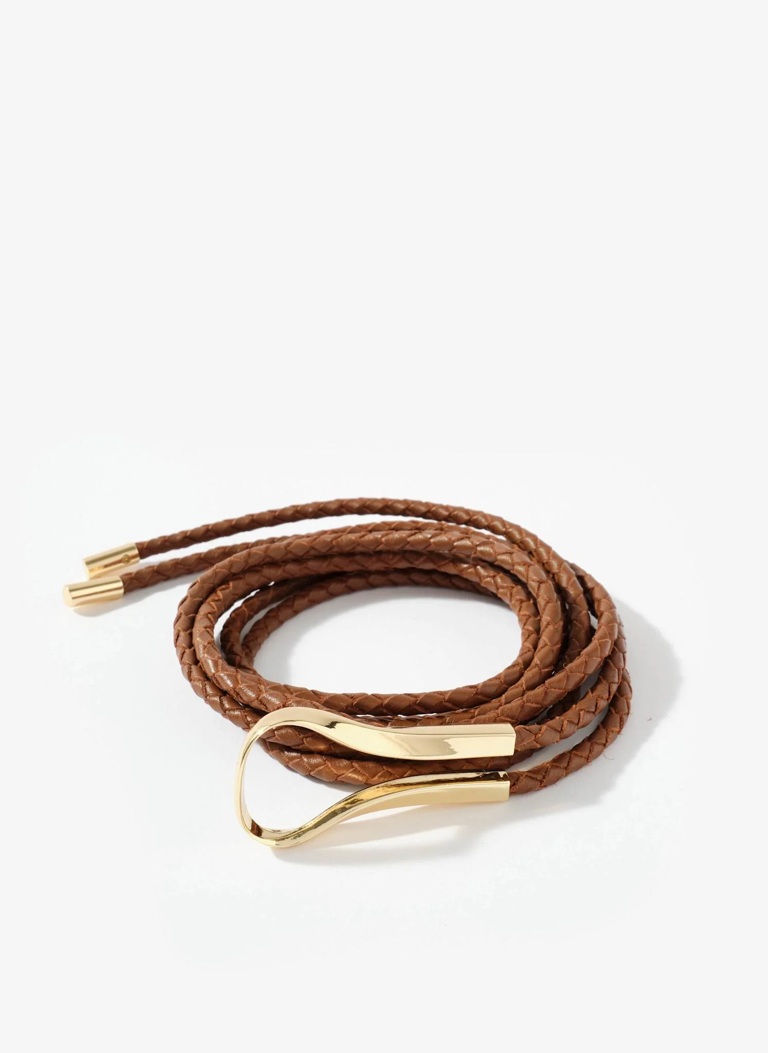 Tan Leather Tie Waist Belt - Image 2