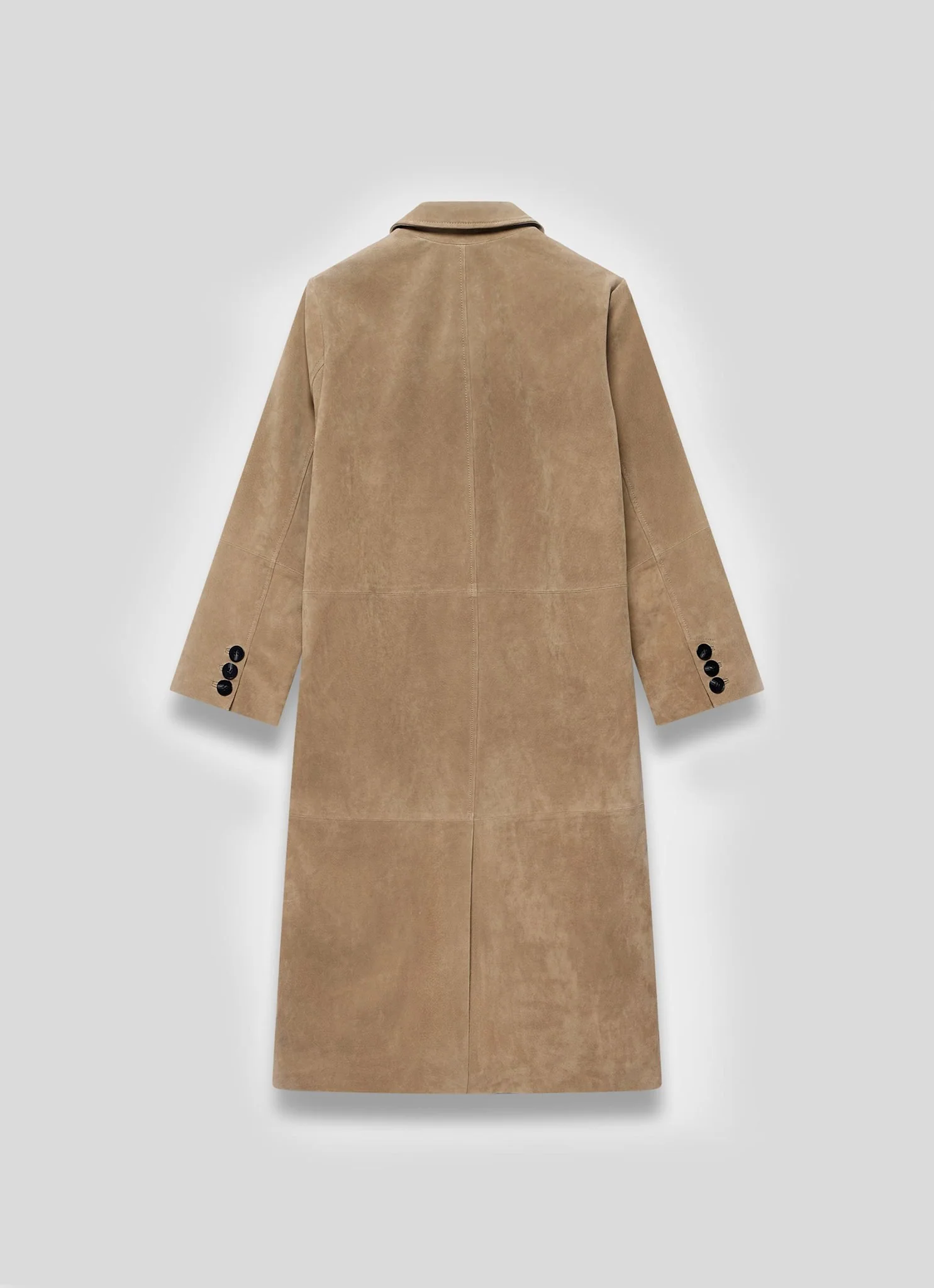 Neutral Suede Longline Trench Coat - Image 8