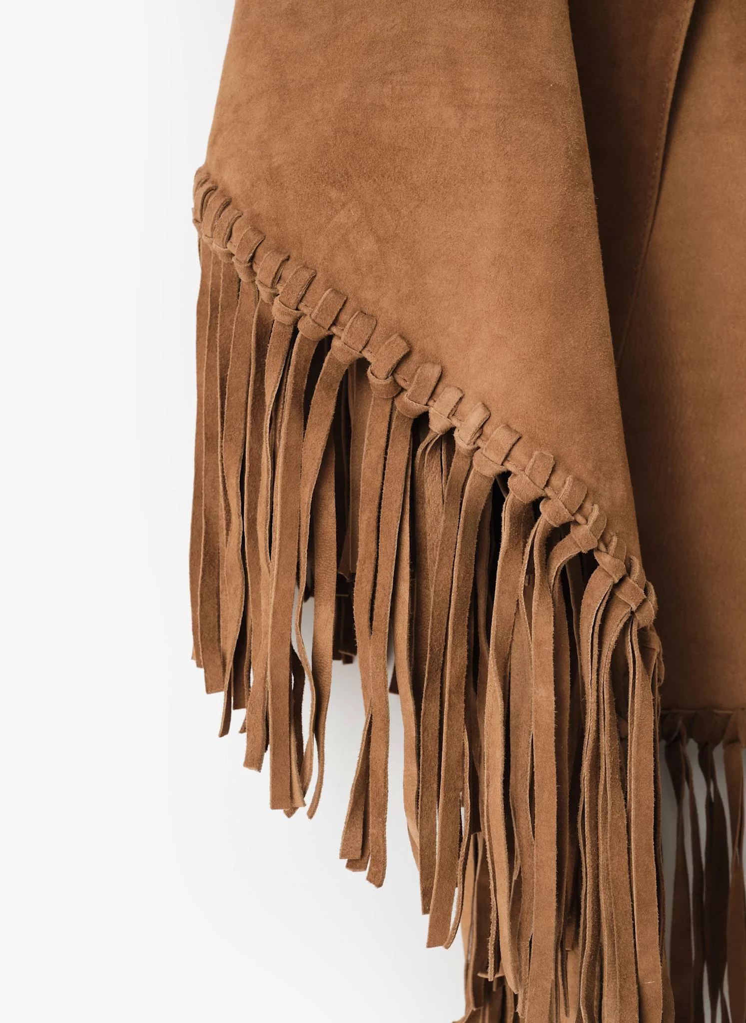 Tan Suede Fringed Shawl - Image 8