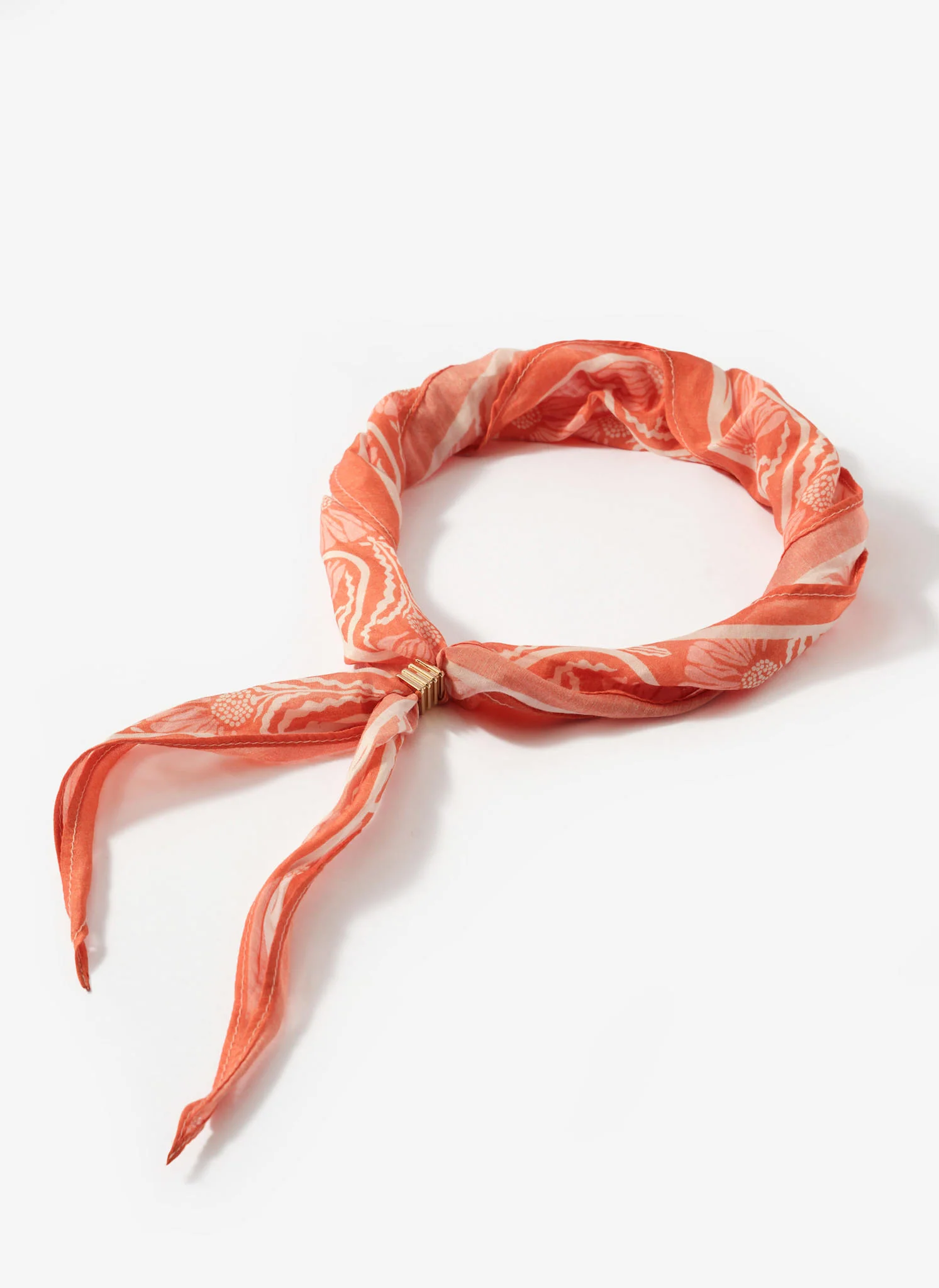 Tara Orange Print Neck Scarf - Image 7