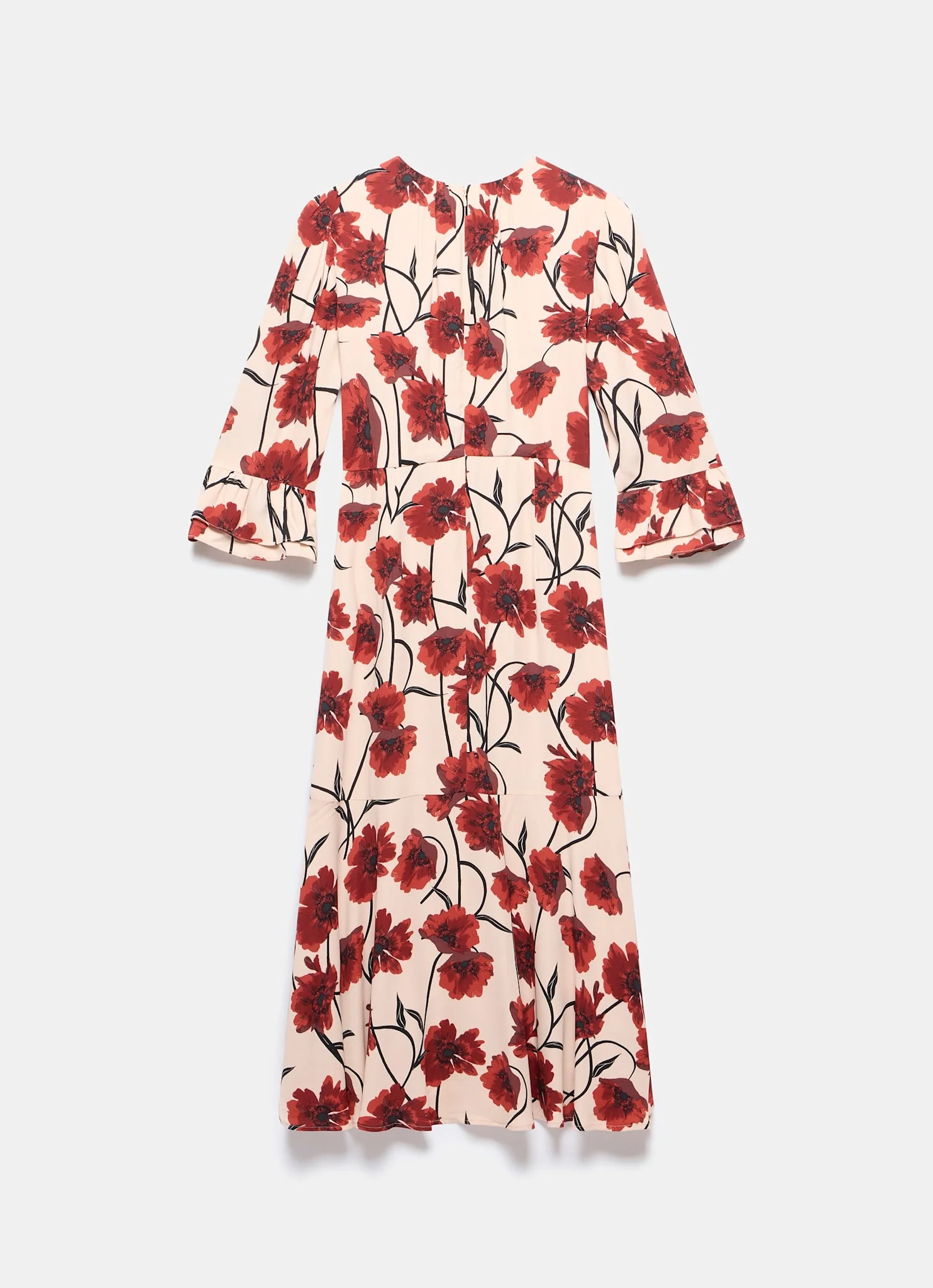 Neutral Floral Print Midi Dress - Image 8