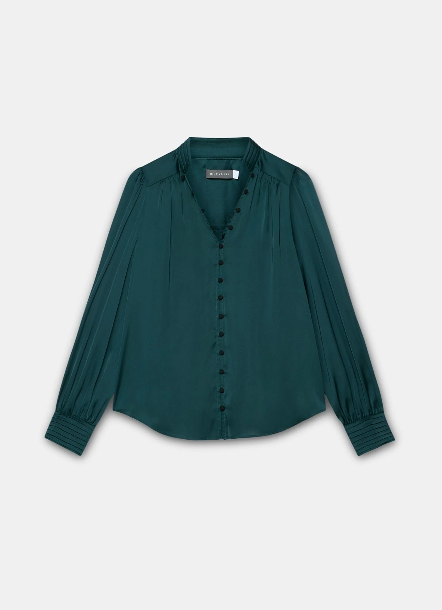 Teal Satin Long Sleeve Blouse - Image 7